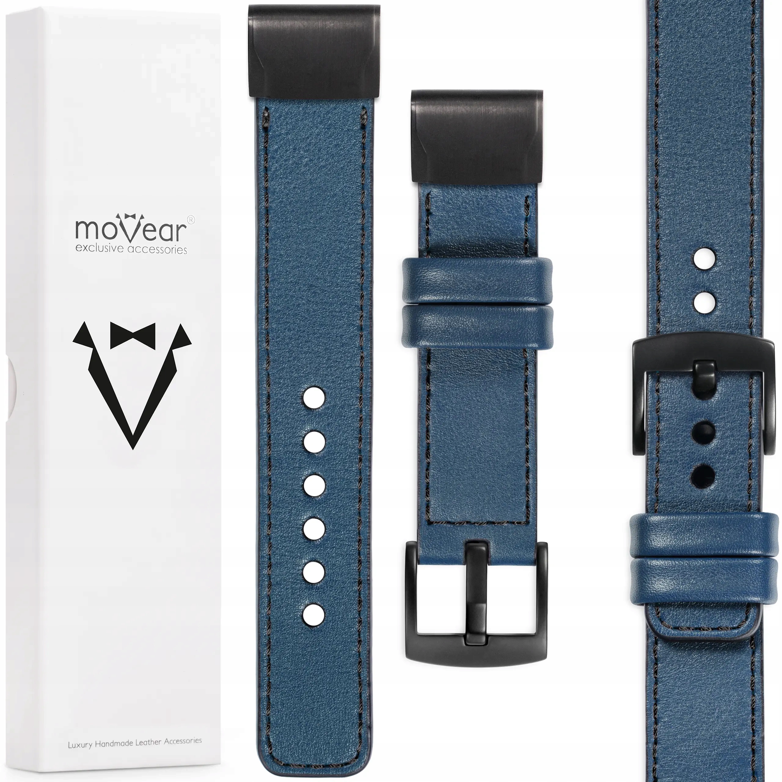 Prémiový kožený řemínek pro Garmin Fenix 8X 7X 6X 5X 3 QuickFit 26, ruční výroba