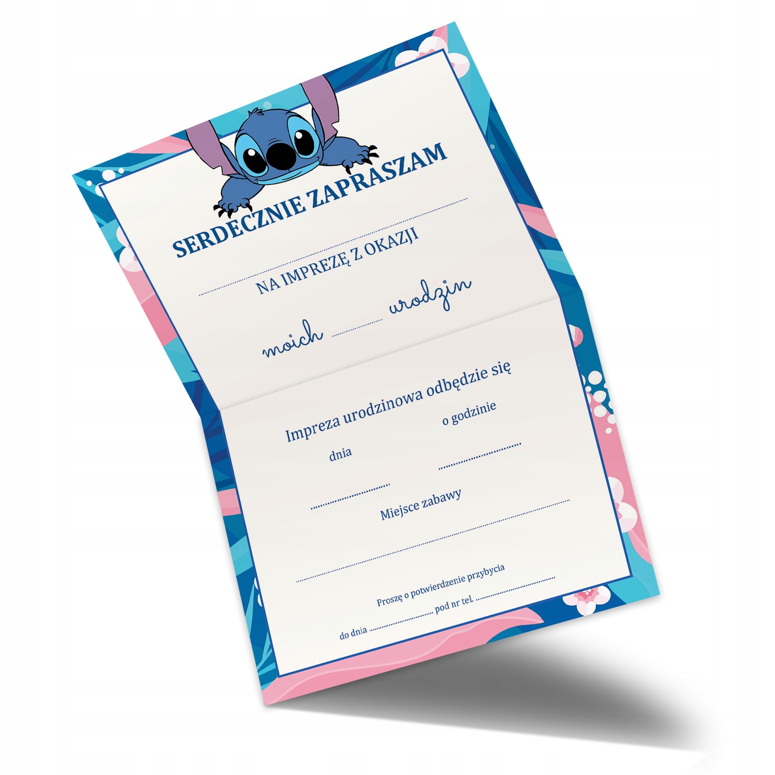 ZAPROSZENIE + KOPERTA NA URODZINY DZIECKA LILO I STICH STITCH ANGEL Y4 Wysokość produktu 21 cm