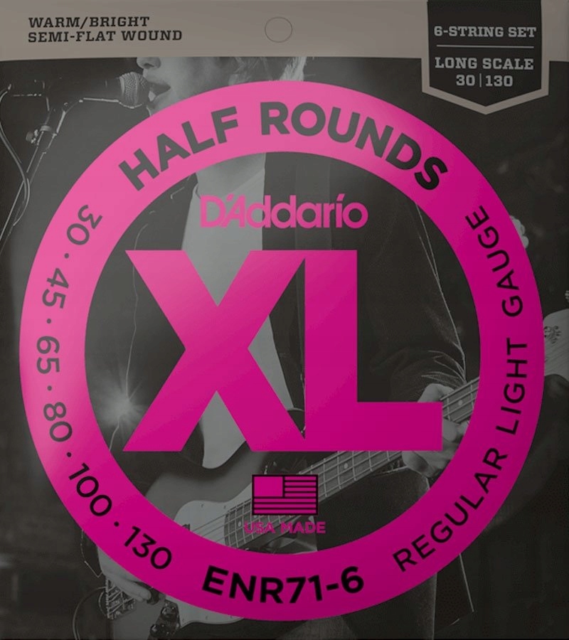 D'addario půlkulaté kytary ENR71-6 (30-130) 6strunné