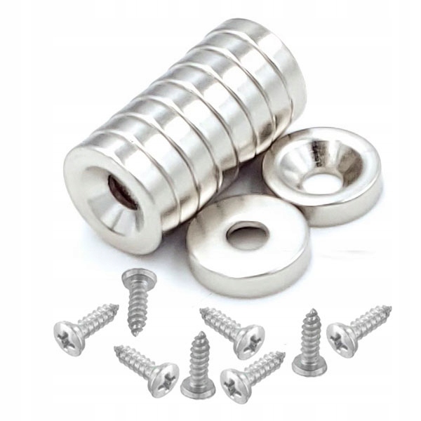 

Magnes Neodymowy 12x3 mm otw.7/3,5 Pod Wkręt 10szt