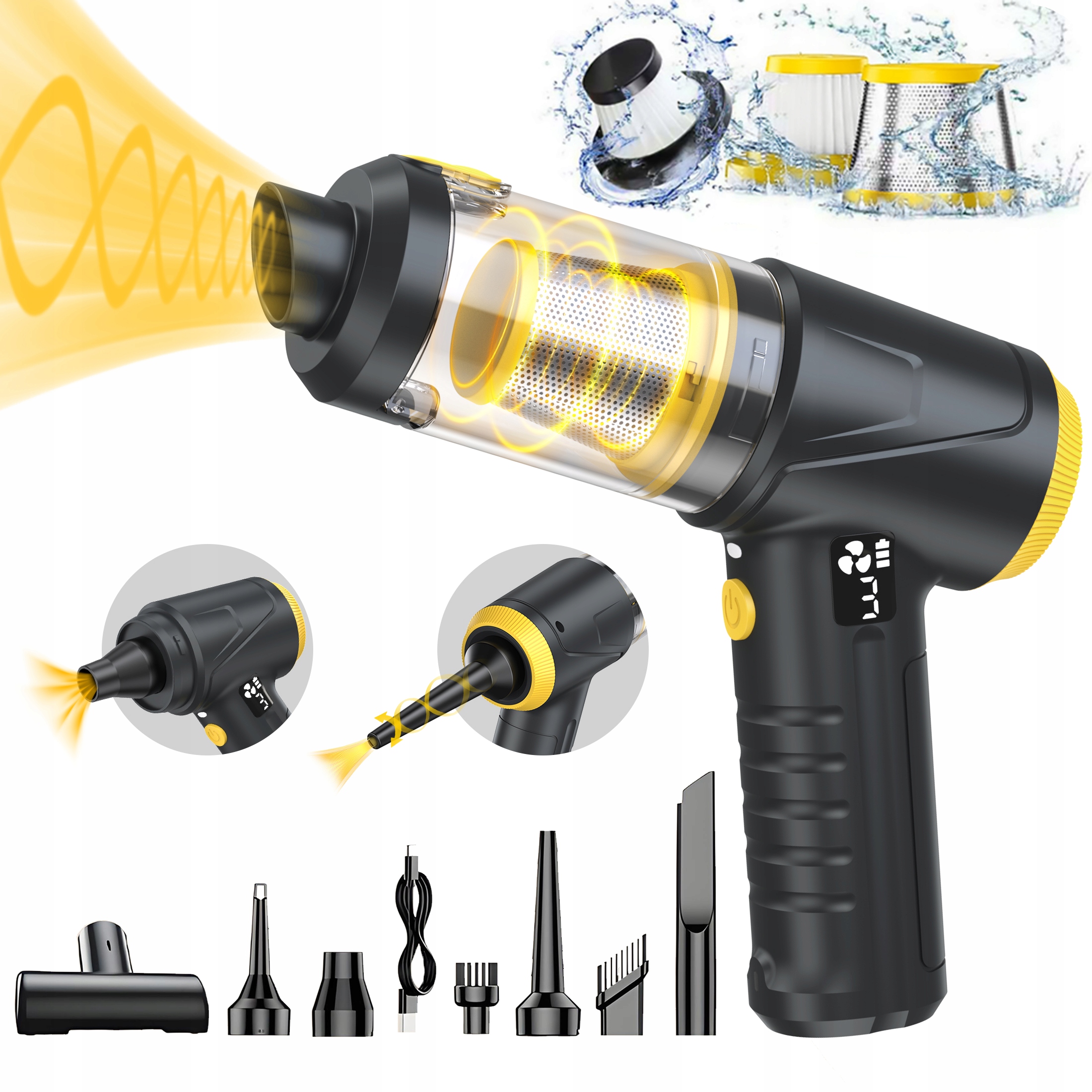 Odkurzacz Bezprzewodowy Ręczny 4w1 z 3 Prędkościami Do Samochodu, Domu i Biura