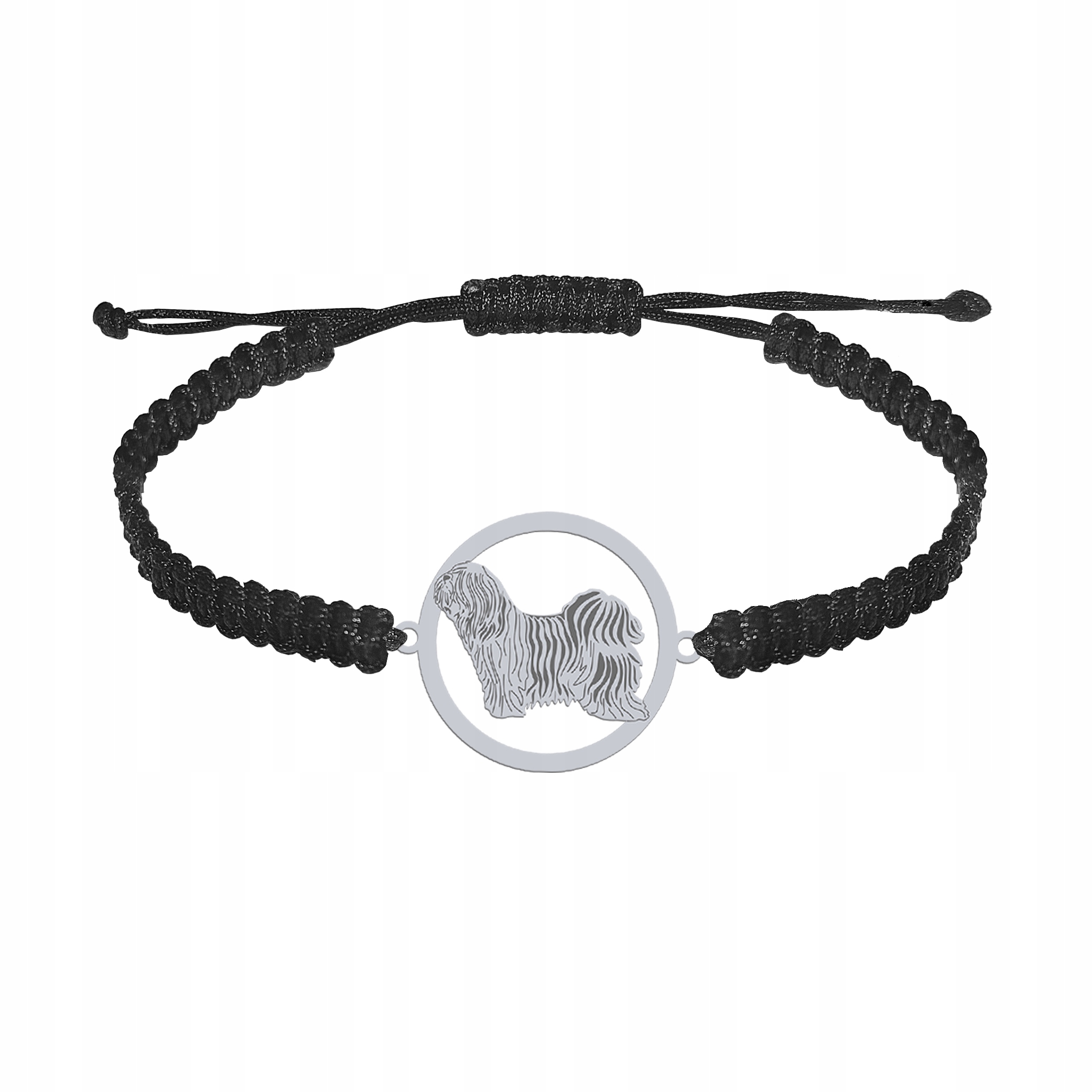 Stříbrný náramek s tibetským teriérem 925 Makramé Gravírování Bonus