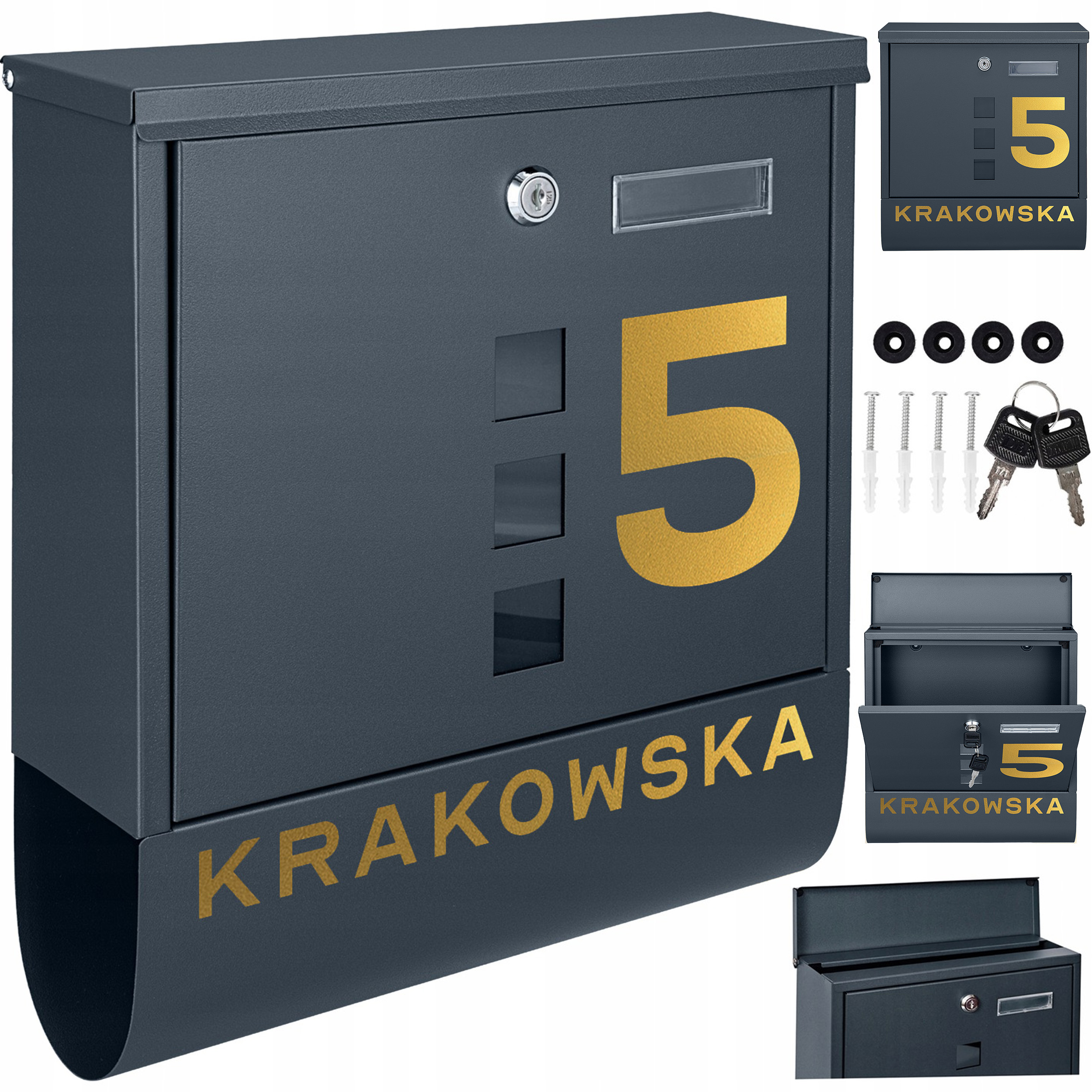 Poštovní Schránka Na Dopisy Antracitová Zlatý Nápis