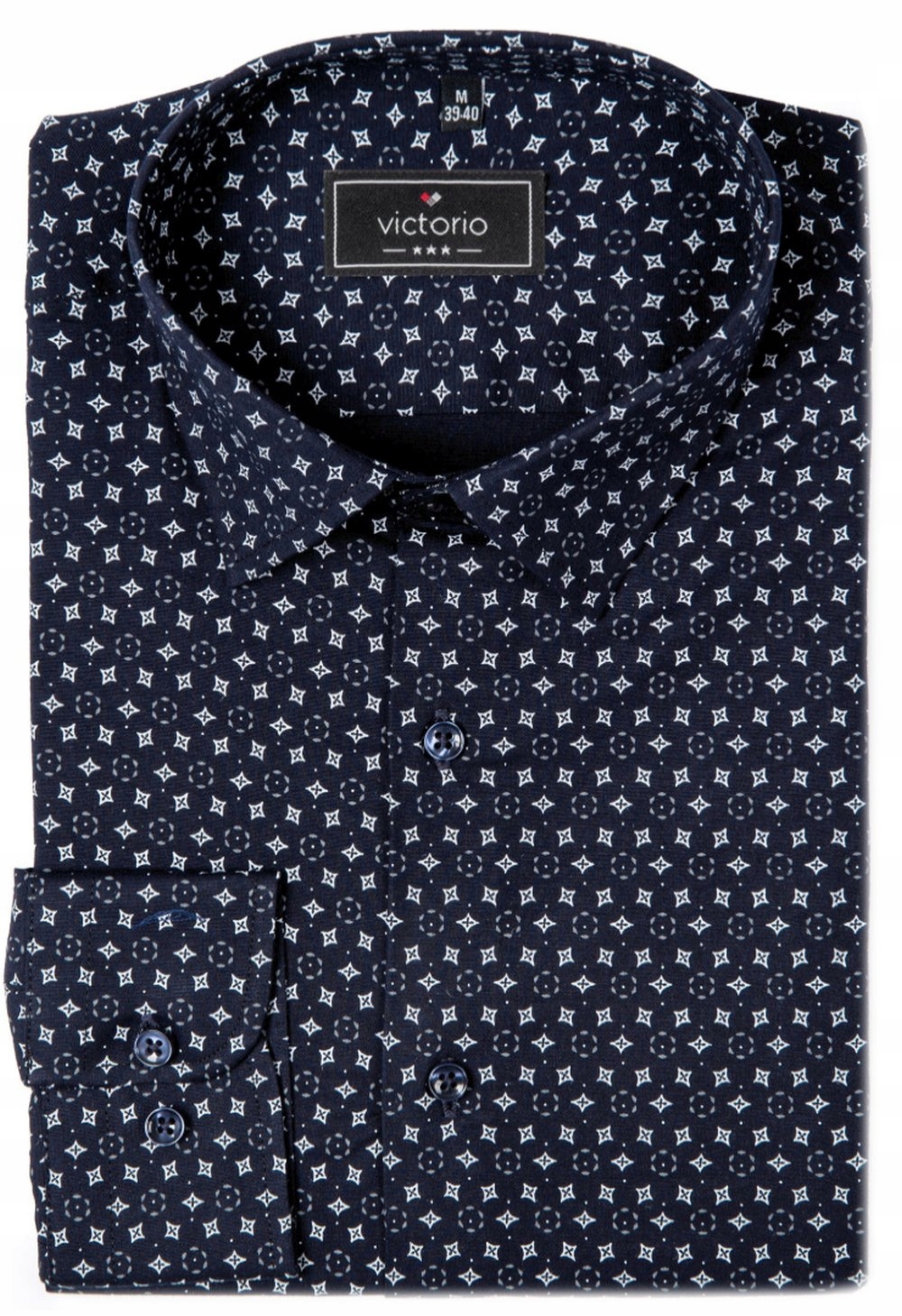 Elegantní košile, jednoduchý Střih Victorio Námořnická Modrá s jemným vzorem 42/176-182