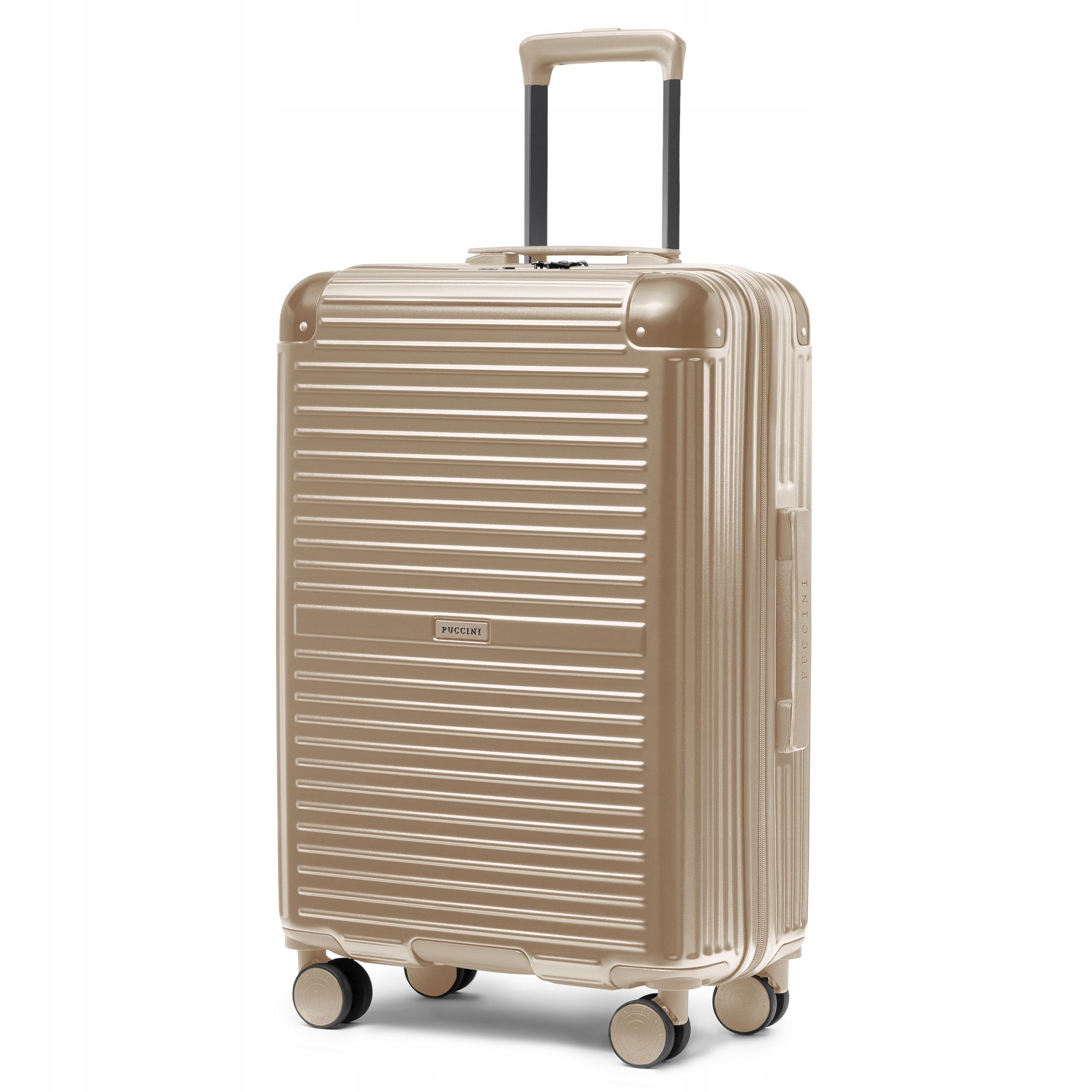 Walizka Średnia Podróżna Twarda Narożniki Alu Szampan Puccini PC034B-6C