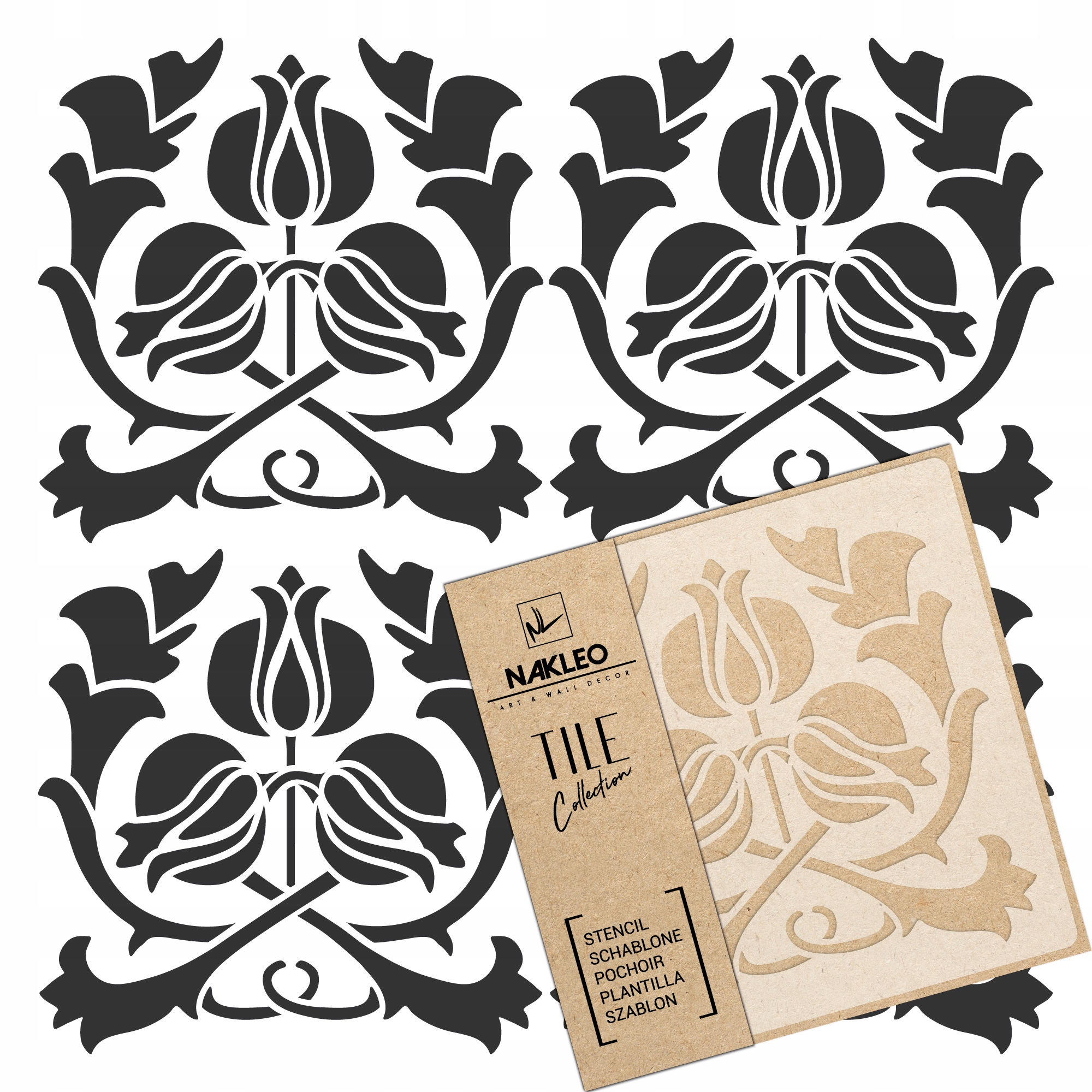 Malířská šablona Dlaždice Opakovaně Použitelný 60x60 cm Secesní Umění Nouveau