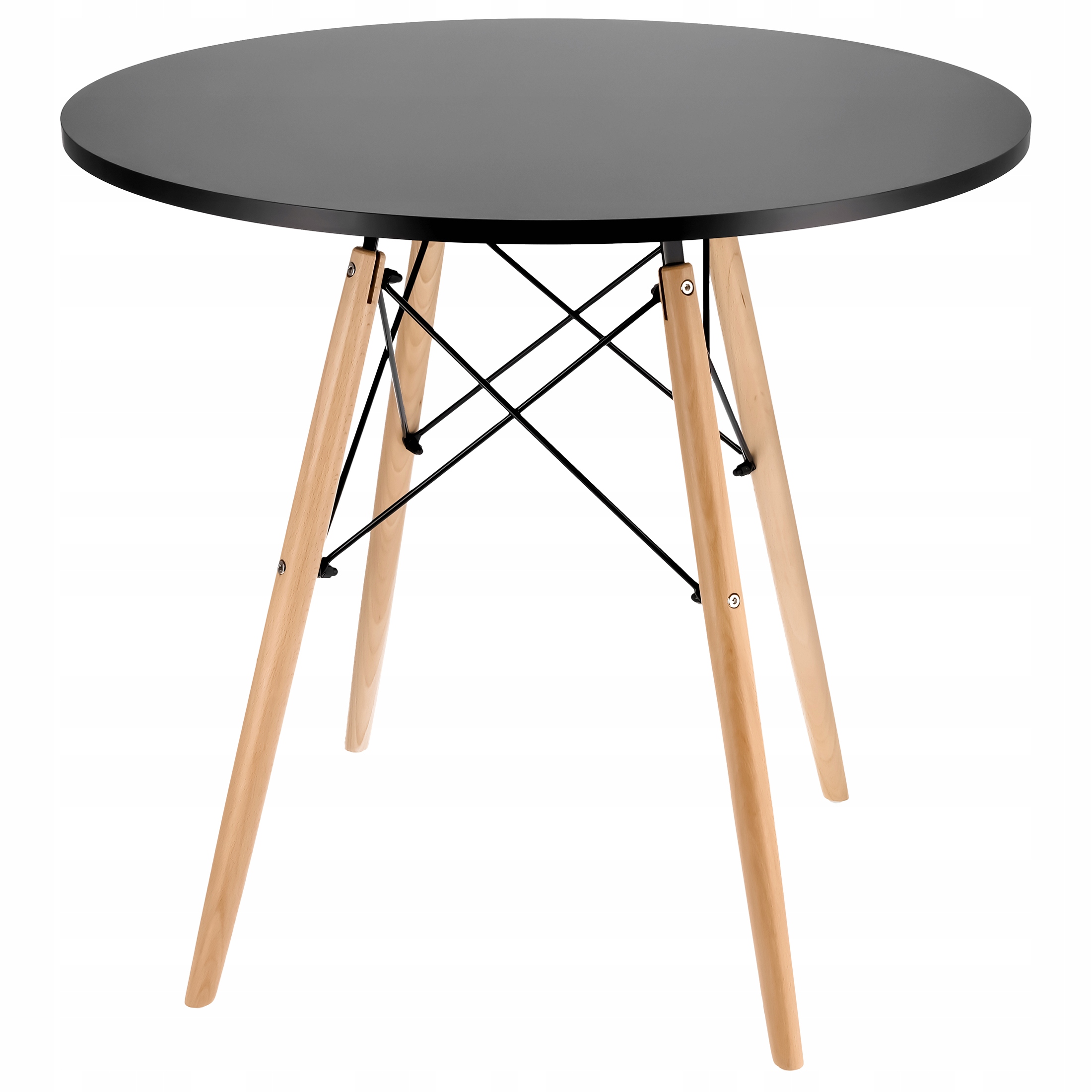 Moderný škandinávsky stôl čierny 80 cm, okrúhly do obývacej izby, jedálne a kuchyne