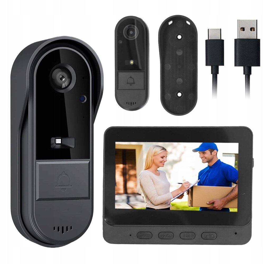 Videodomofon Video Domofon 480P Kamera Zvonek Noční Led 170°