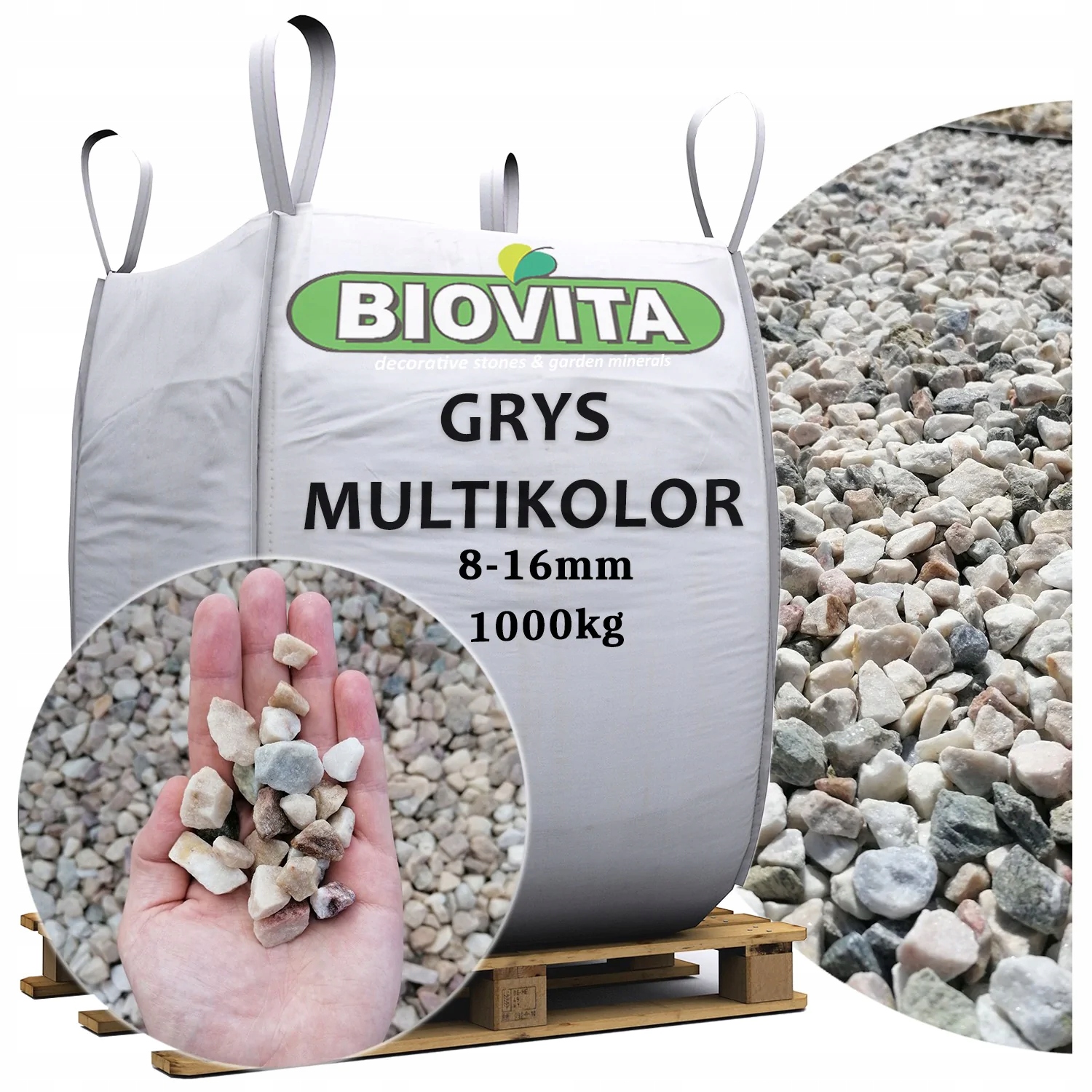 Grys Ozdobny Kamień Multikolor Mieszany Do Ogrodu 8-16mm Big Bag 1000kg