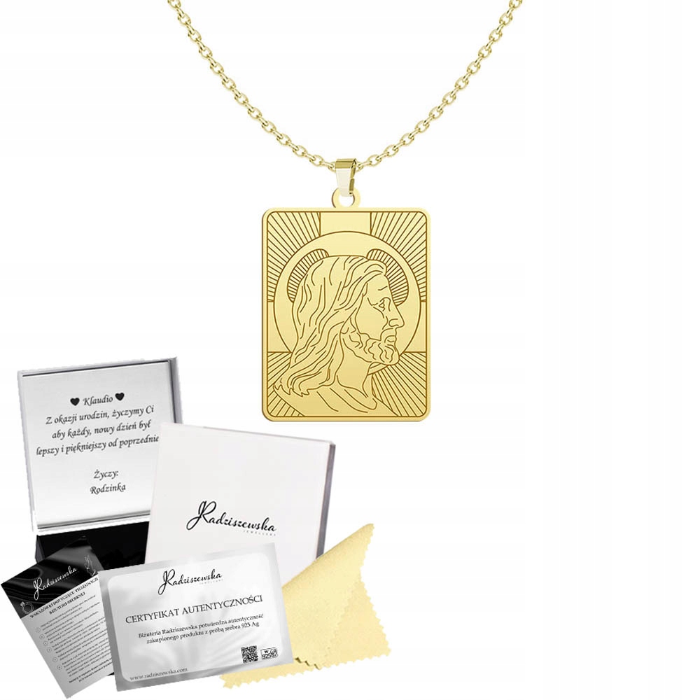 Zlatý Řetízek Medailon s Pánem Ježíšem Stříbro 925 Šperky Křest Bonus