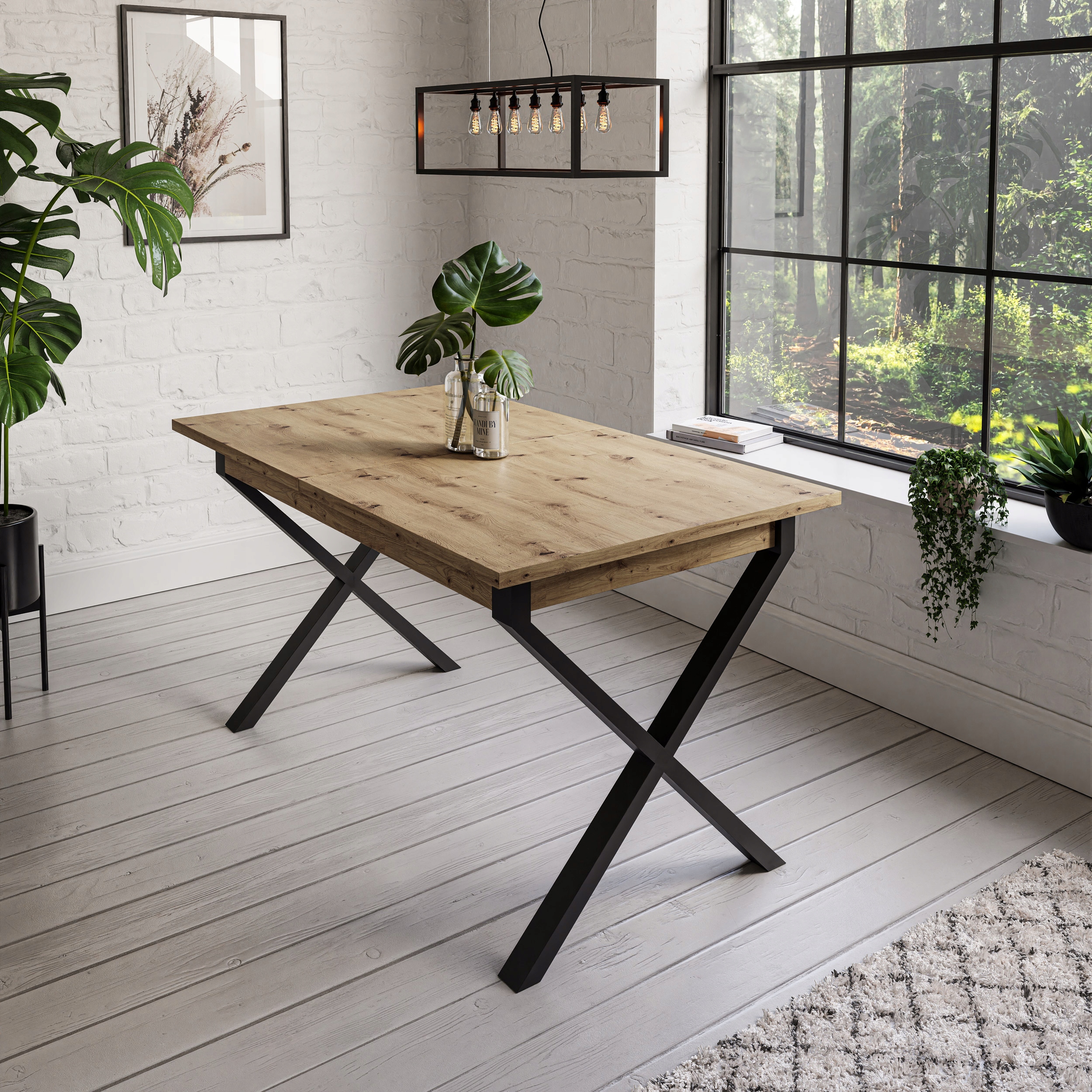 Stół rozkładany X ART 150 198 jadalnia dąb artisan Głębokość mebla 85 cm