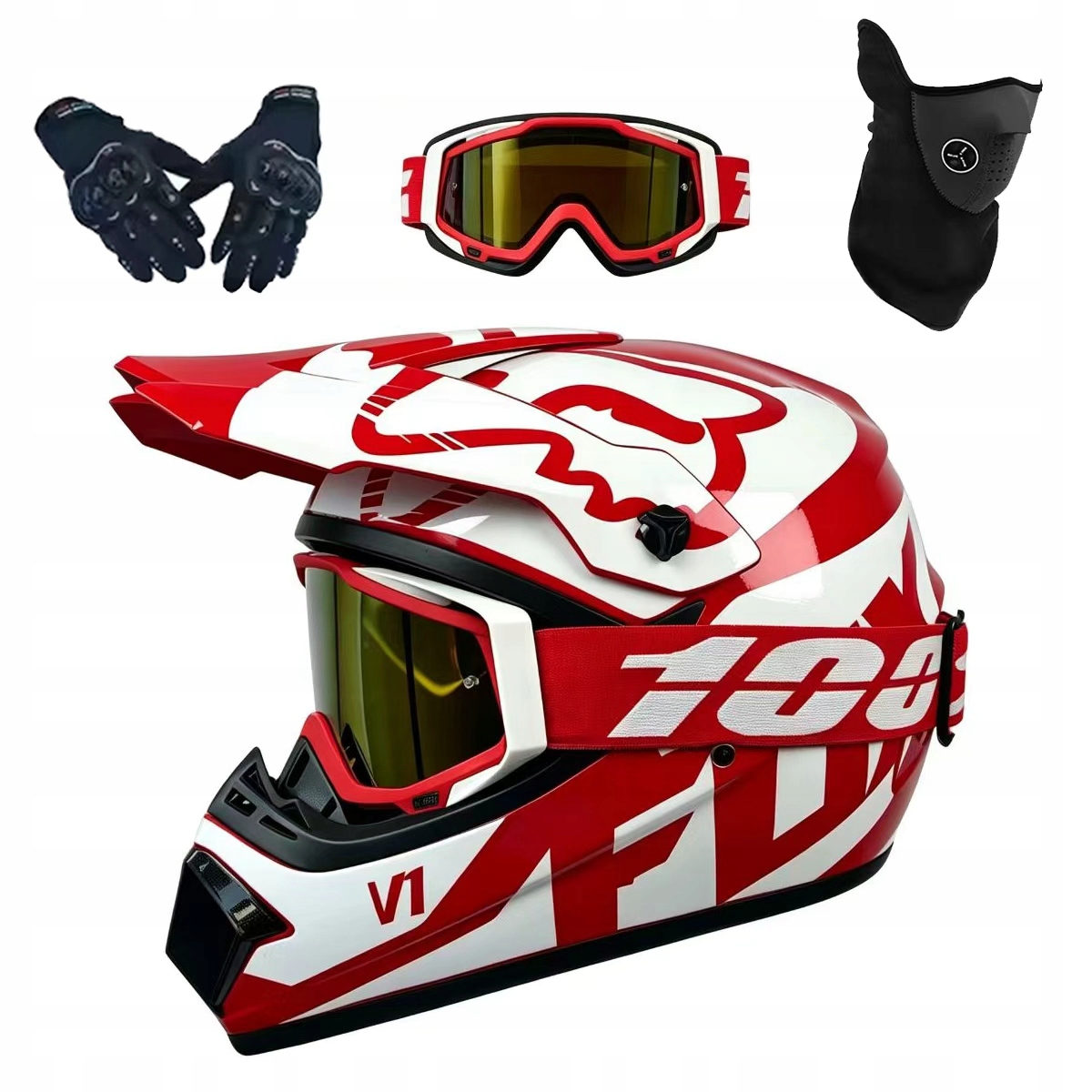 Helma Na Elektrickou Koloběžku Cross Enduro Quad Bmx Helma Brýle Rukavice M