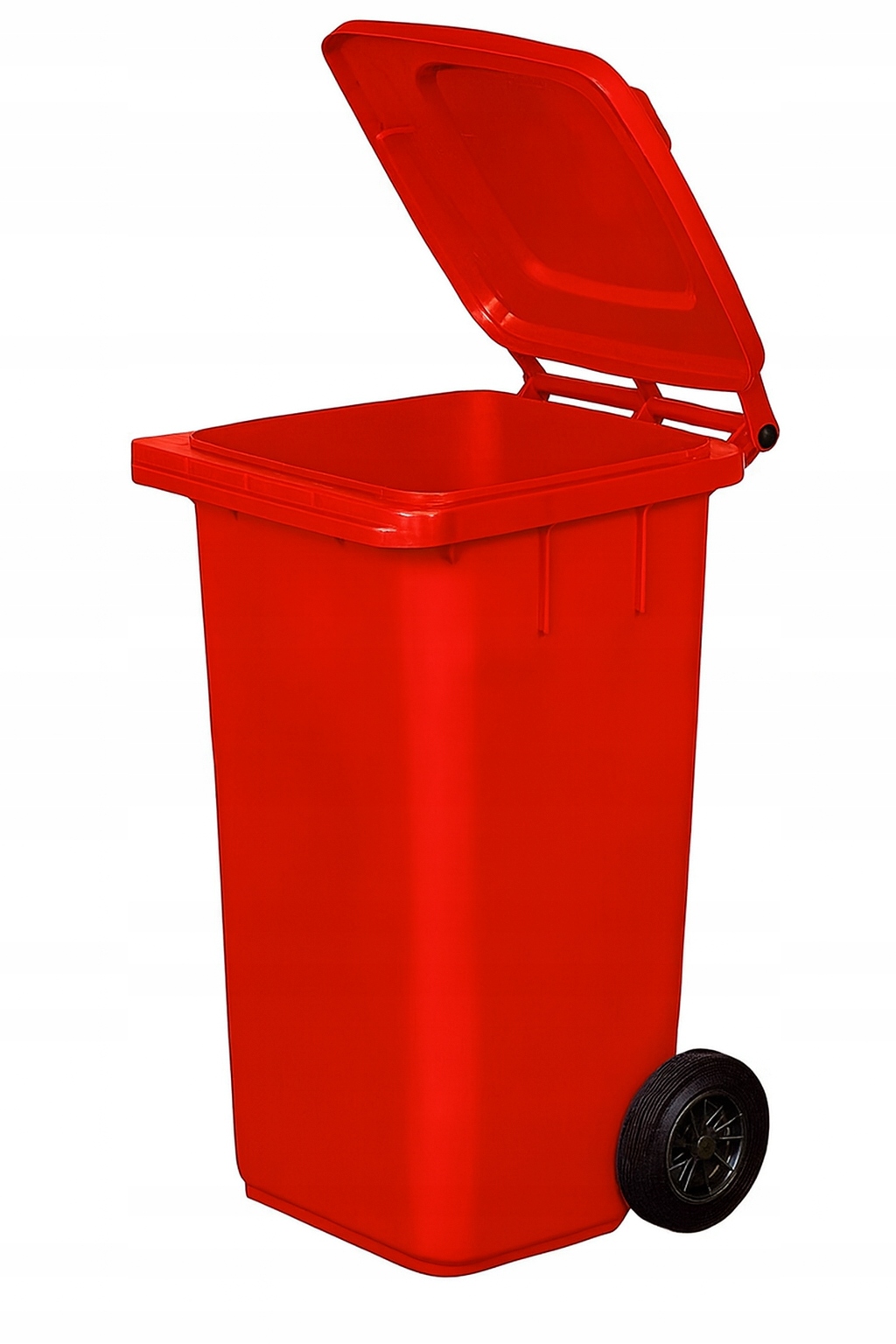 Kosz na śmieci Pojemnik na odpady 120L czerwony z kołami na metale Medyczne
