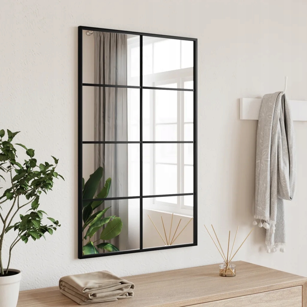 Nástěnné zrcadlo černé 50 x 80 cm obdélník železo Černý 358648