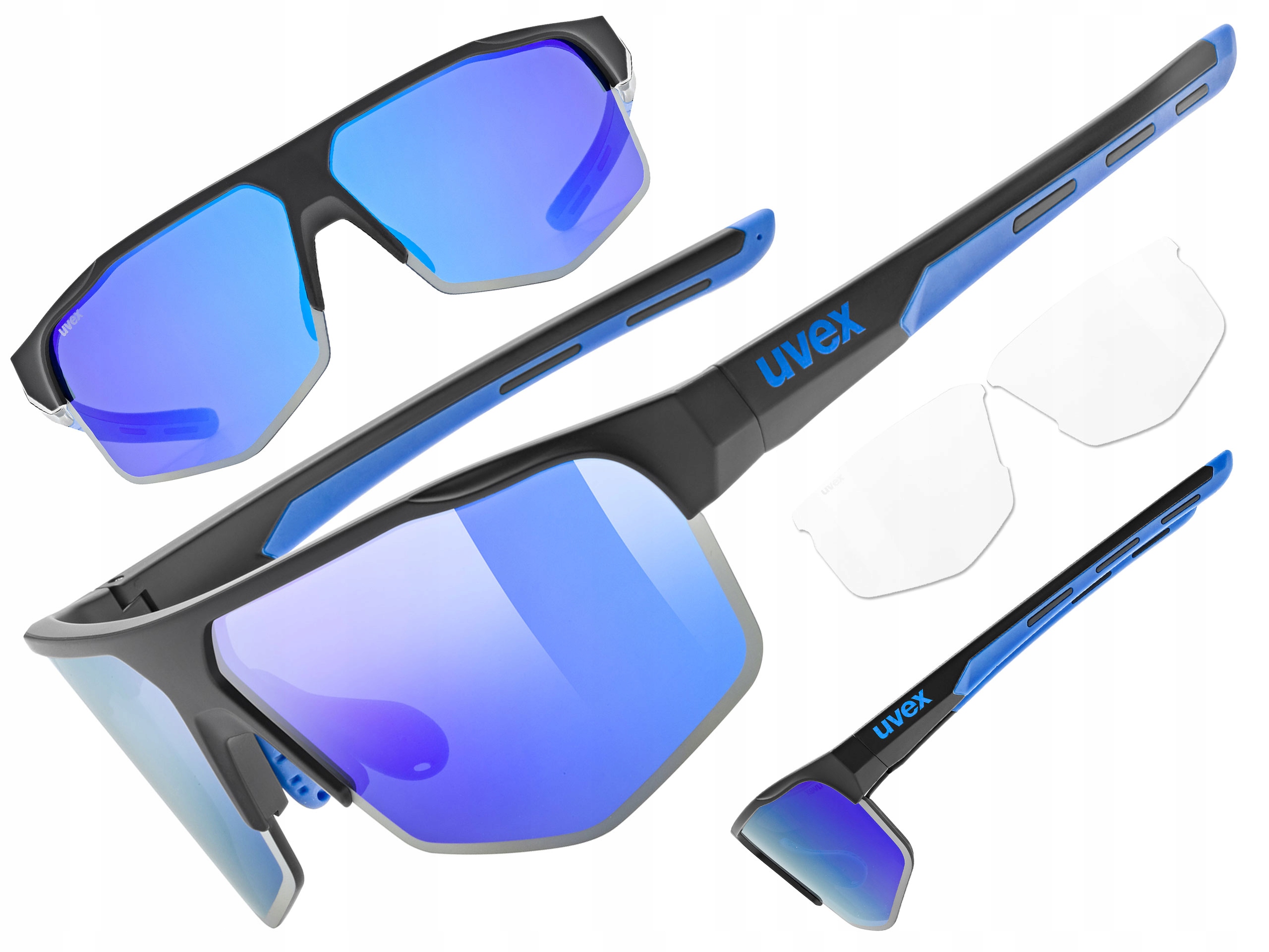 Cyklistické brýle Uvex Axos set black/blue matt (zrcadlově modré) S3/S0