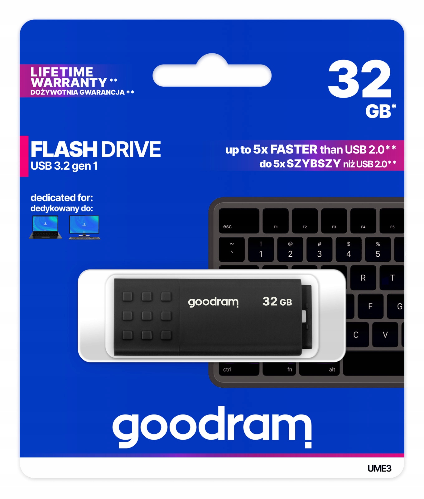 Pendrive Goodram Usb 3.0 32GB UME3 60MB/s flash memória fekete