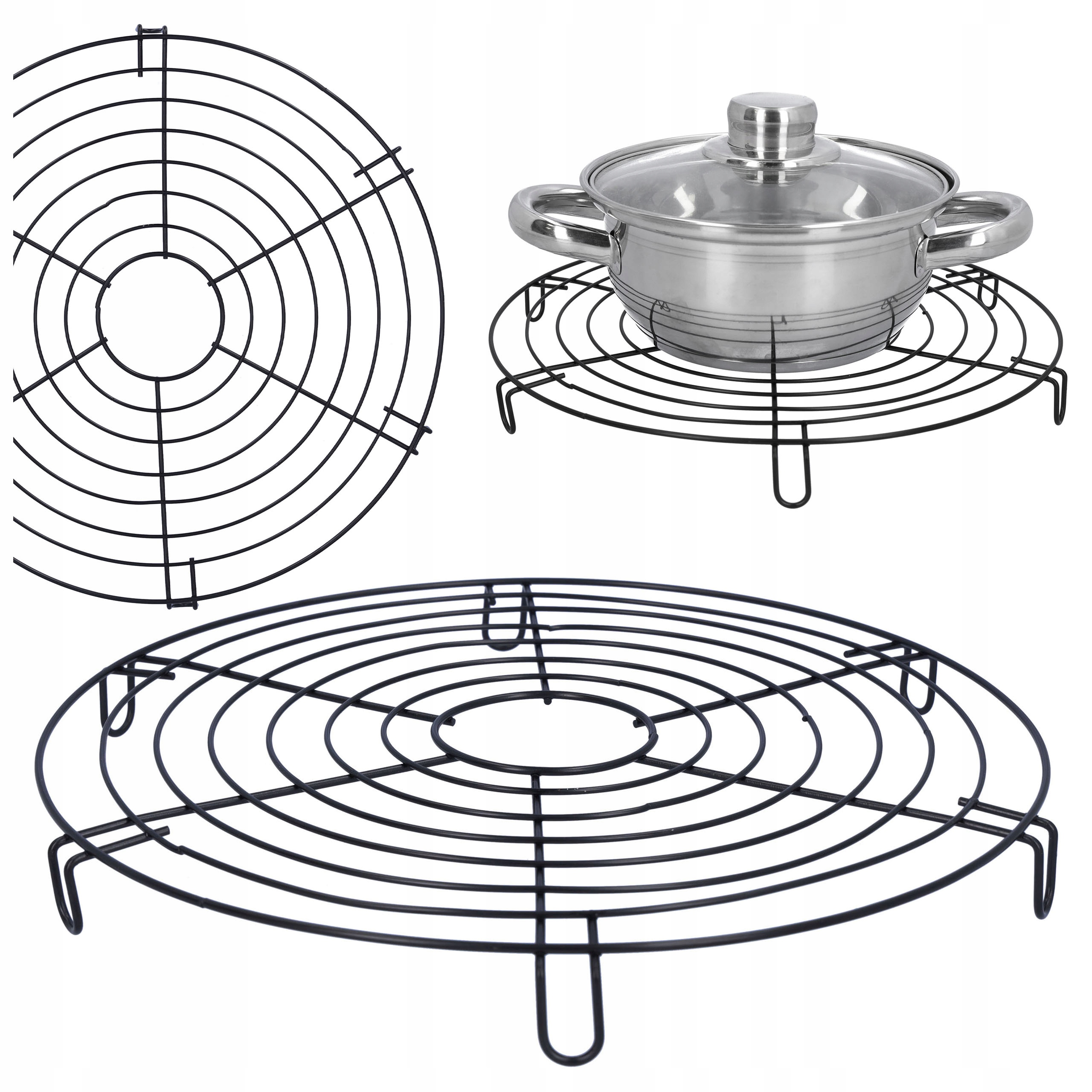 PODSTAWKA POD GARNEK czarna ochronna metalowa podkładka do gorących naczyń