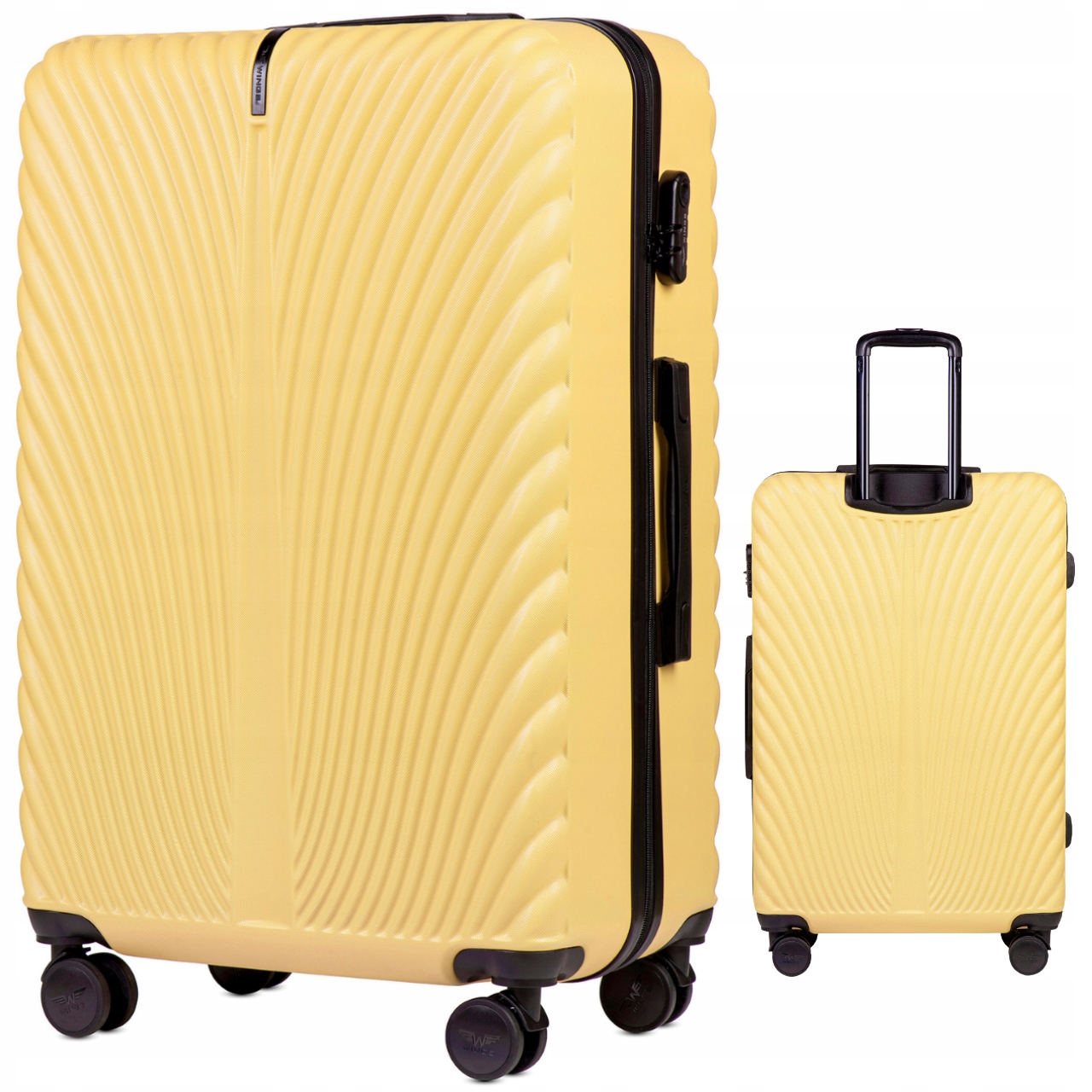 Cestovní zavazadlo Velký kufr Wings Žlutý Abs+ 4 kolečka šifrovací zámek Tvrdý