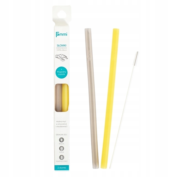 Fommi Słomki Wielorazowe GreyYellow 2 szt