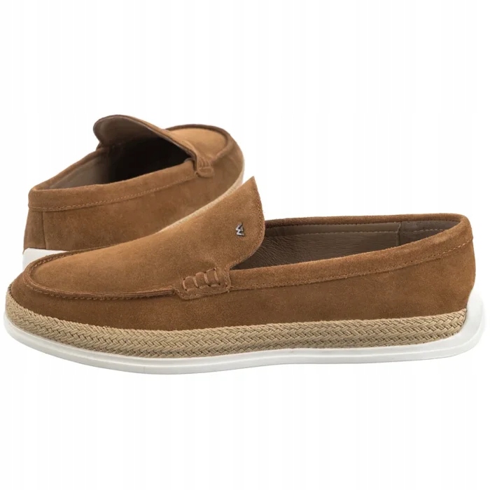 Pánské pohodlné nazouvací boty Mokasíny Wojas Hnědé Velurové 10219-63