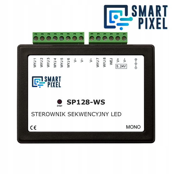 Ovládač SmartPixel pre koridorové Led pásky F107 Mono – 8 výstupov 5-24V