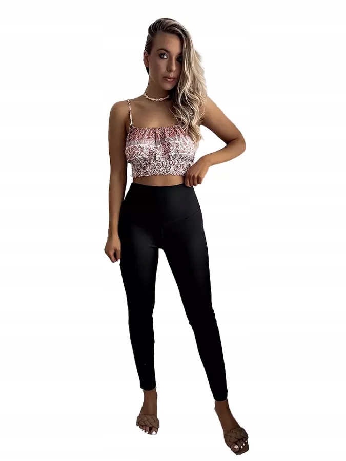 

054 Czarne Ocieplane Legginsy Damskie S/m 37