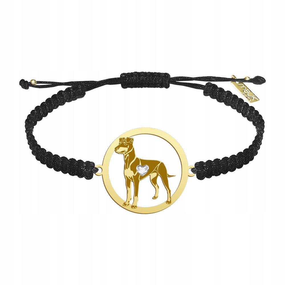 Zlatý náramek se psem Manchester teriér 925 Makramé Dárek Gravírování