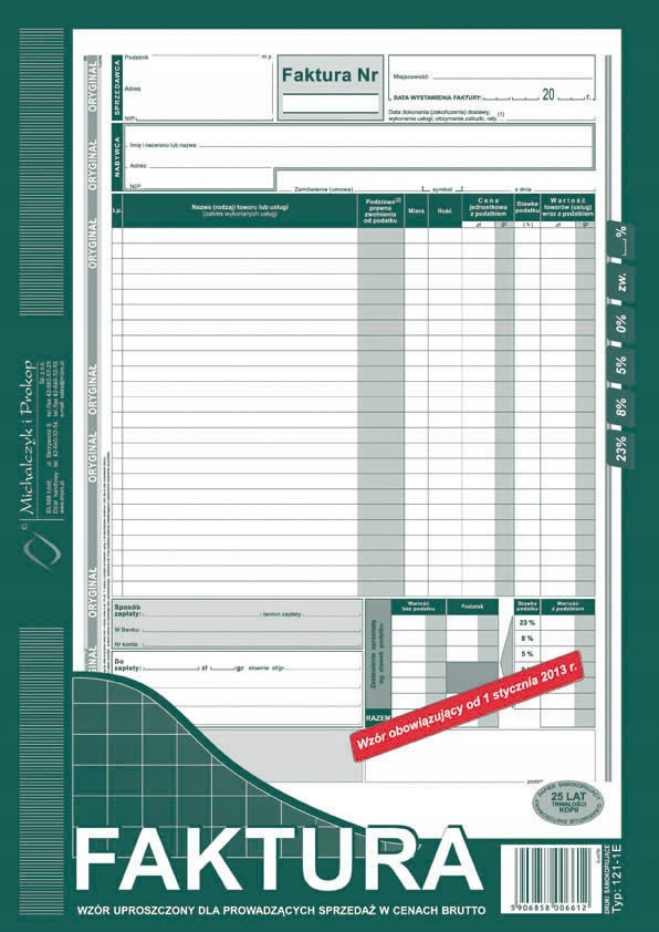 

Druk Faktura Michalczyk i Prokop sprzedaż 121-1E