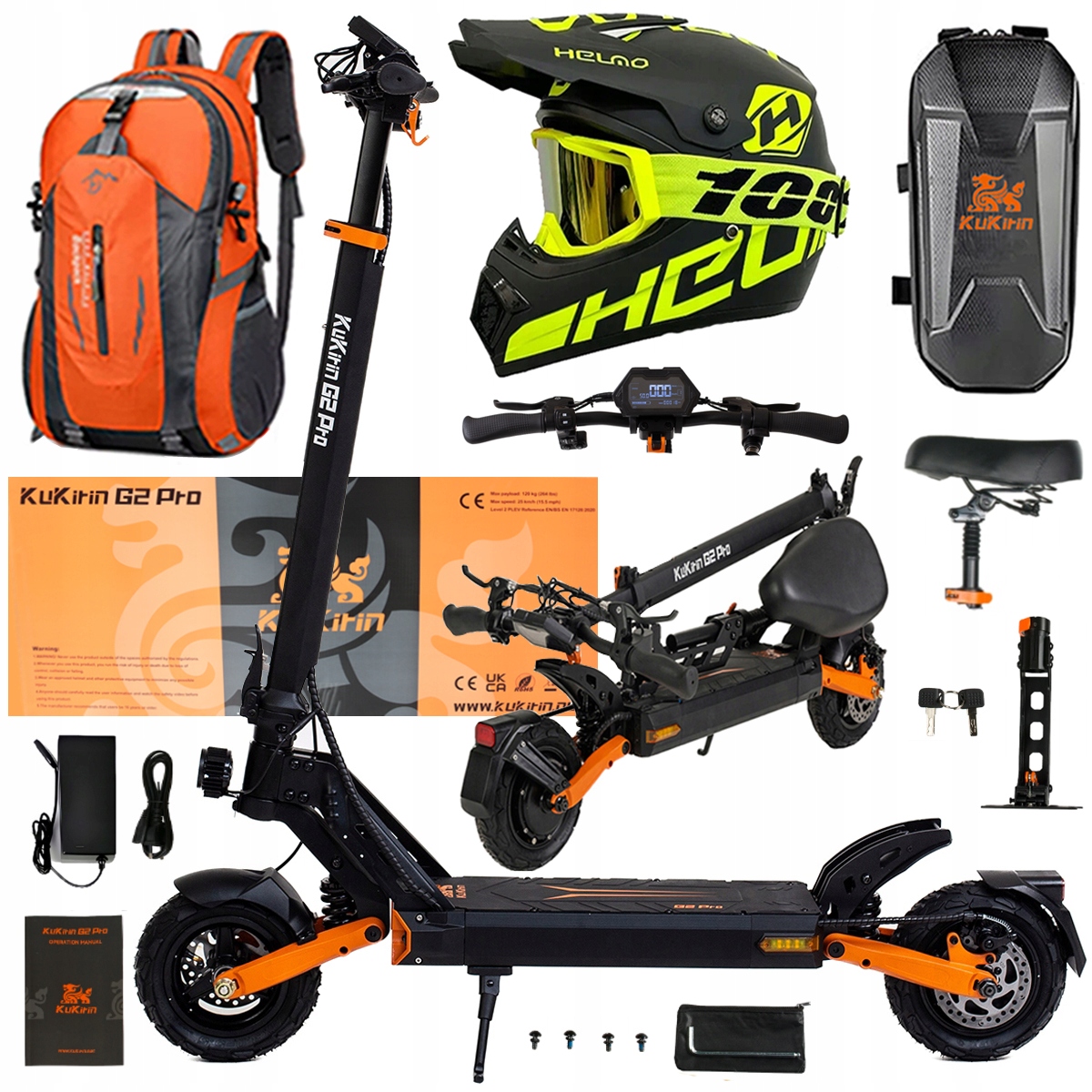 Składany Pojazd Elektryczny Kukirin G2 Pro 1000W 48V 15.6AH 45KM/H +Prezent