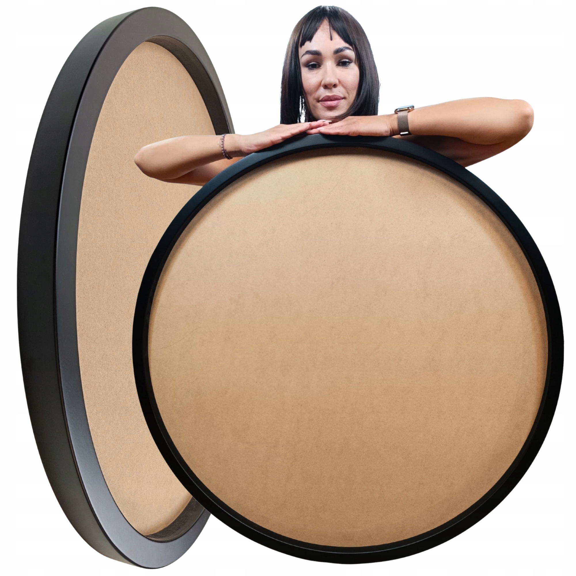 Drevená okrúhla rámová základňa Čierna pod severský lišajník Diy handmade 90 cm