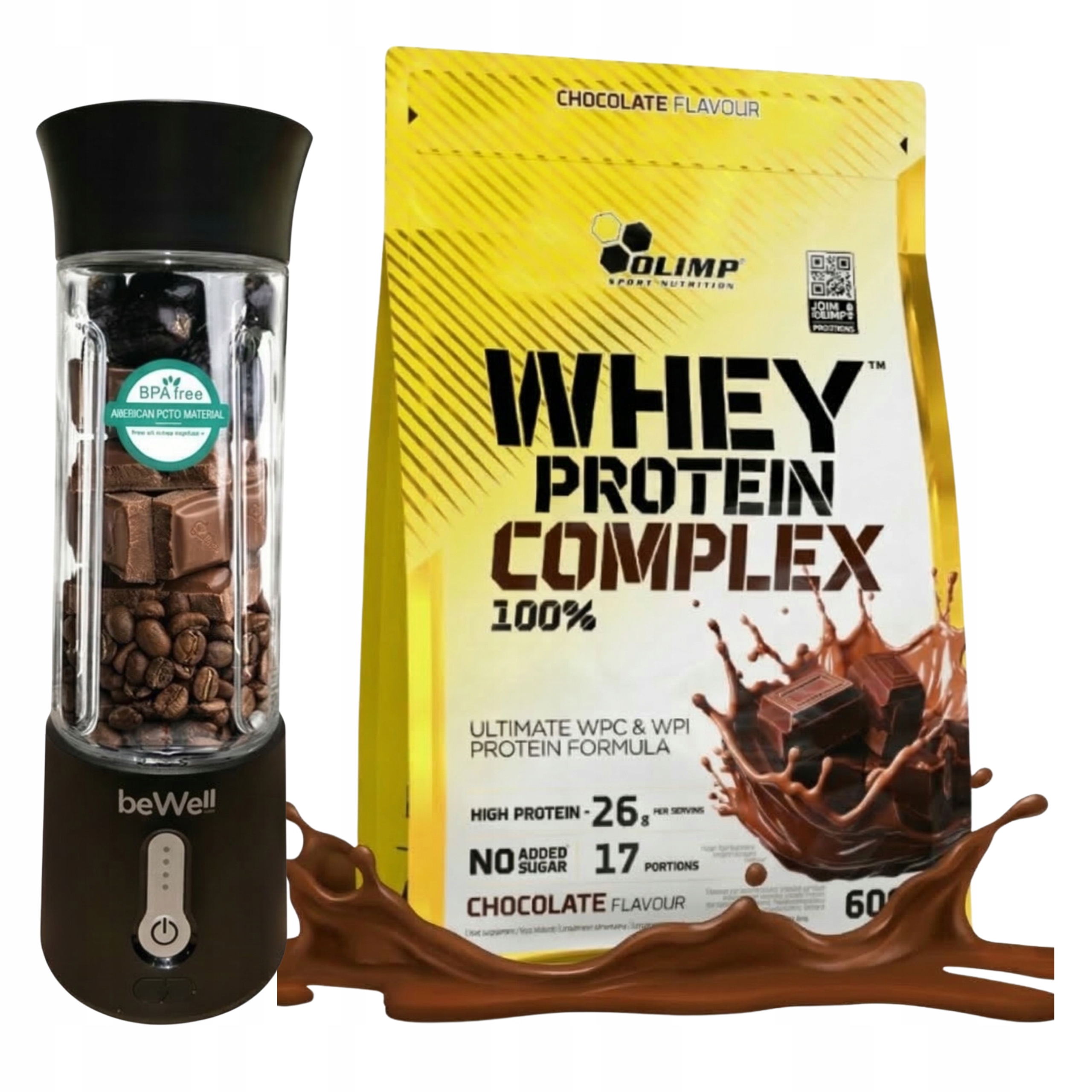 Protein Olimp Wpc Whey Protein Complex 600 g Bezdrátový mixér beWell