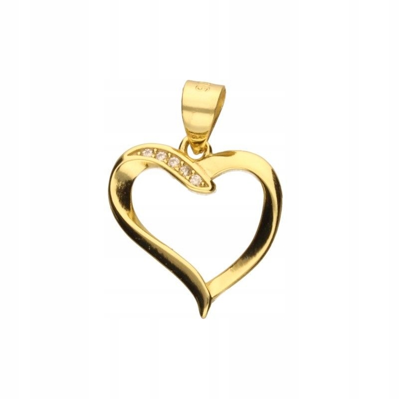 Damsla pozlacený obrysový přívěsek Srdce Stříbro 925 s zirkony 15x16 mm
