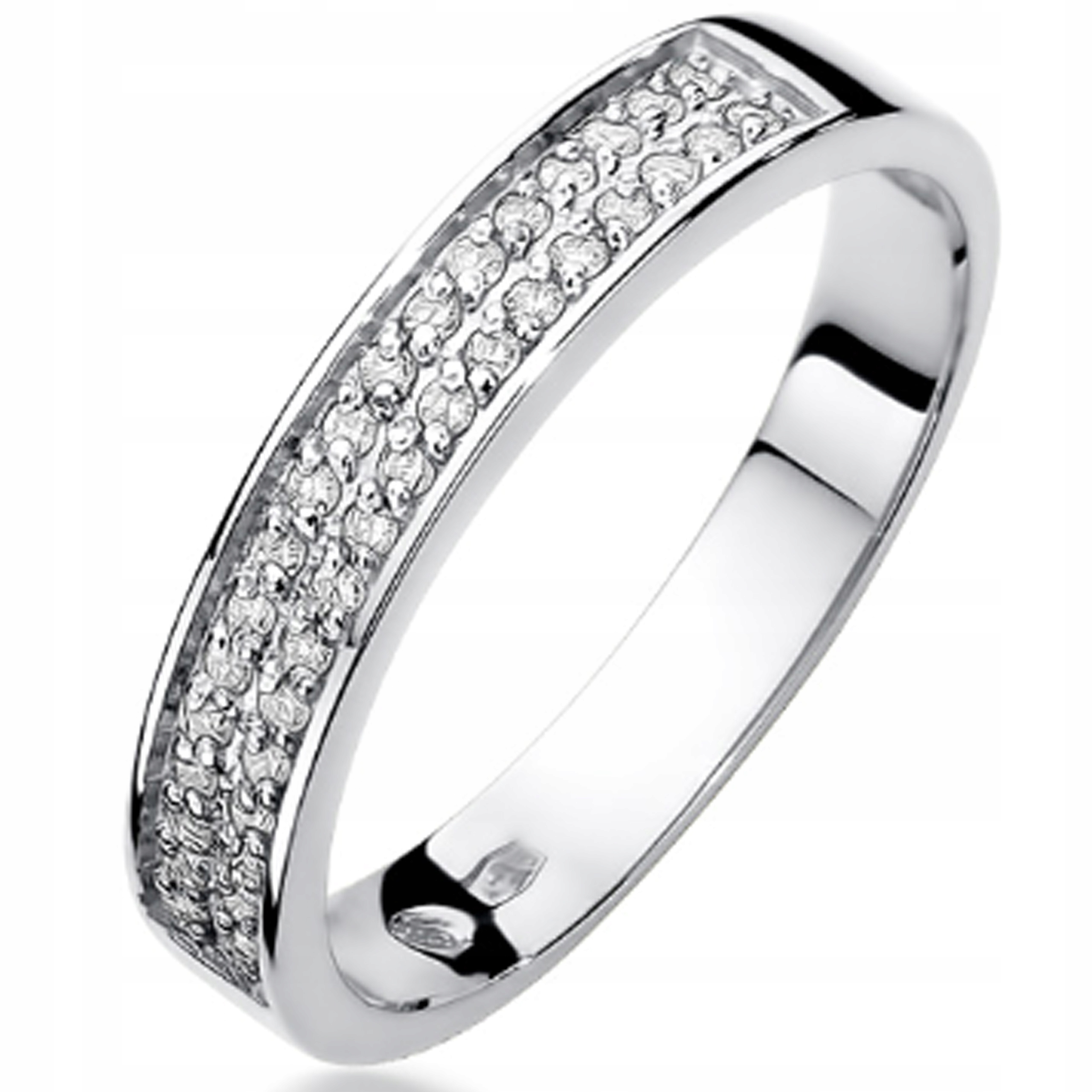 Prstýnek z bílého zlata 585 zdobený diamanty, prstencový model 14kt