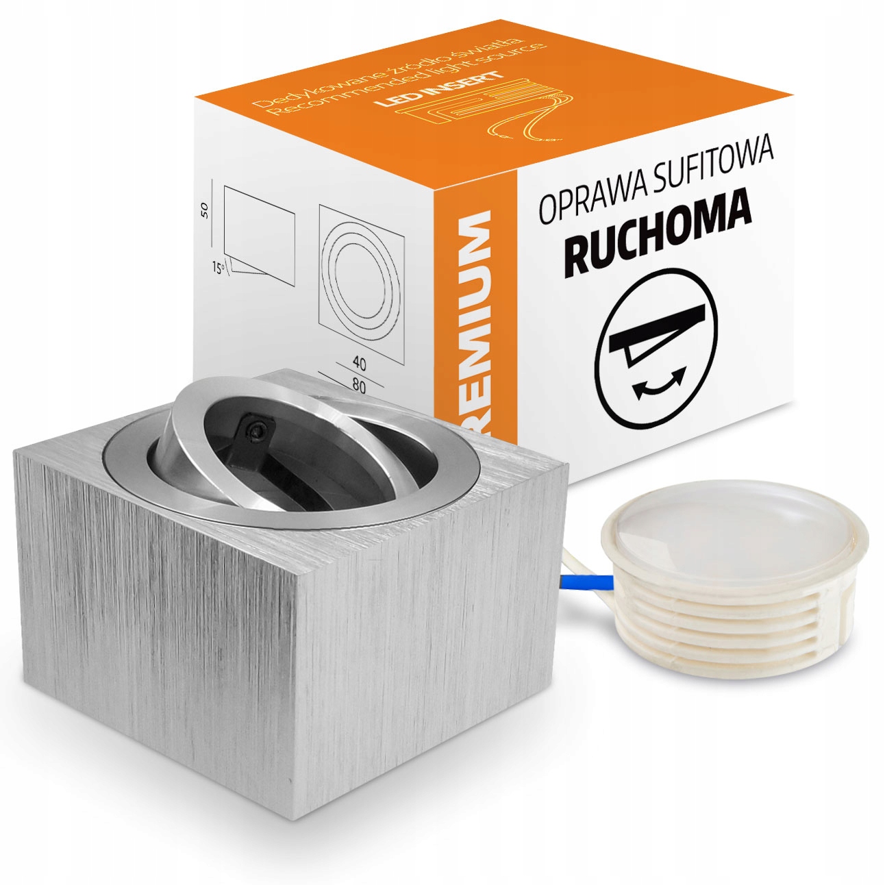 Lampa Oprawa Natynkowa Prostokątna RUCHOMA +LED 5W