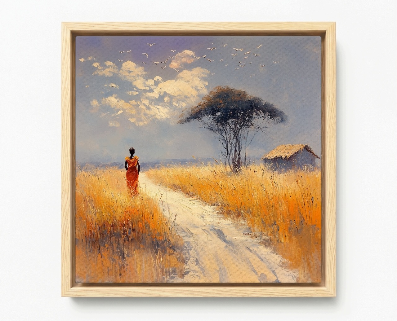 Obraz Rama American Box Olej Krajina Afrika Savana Žena 50x50