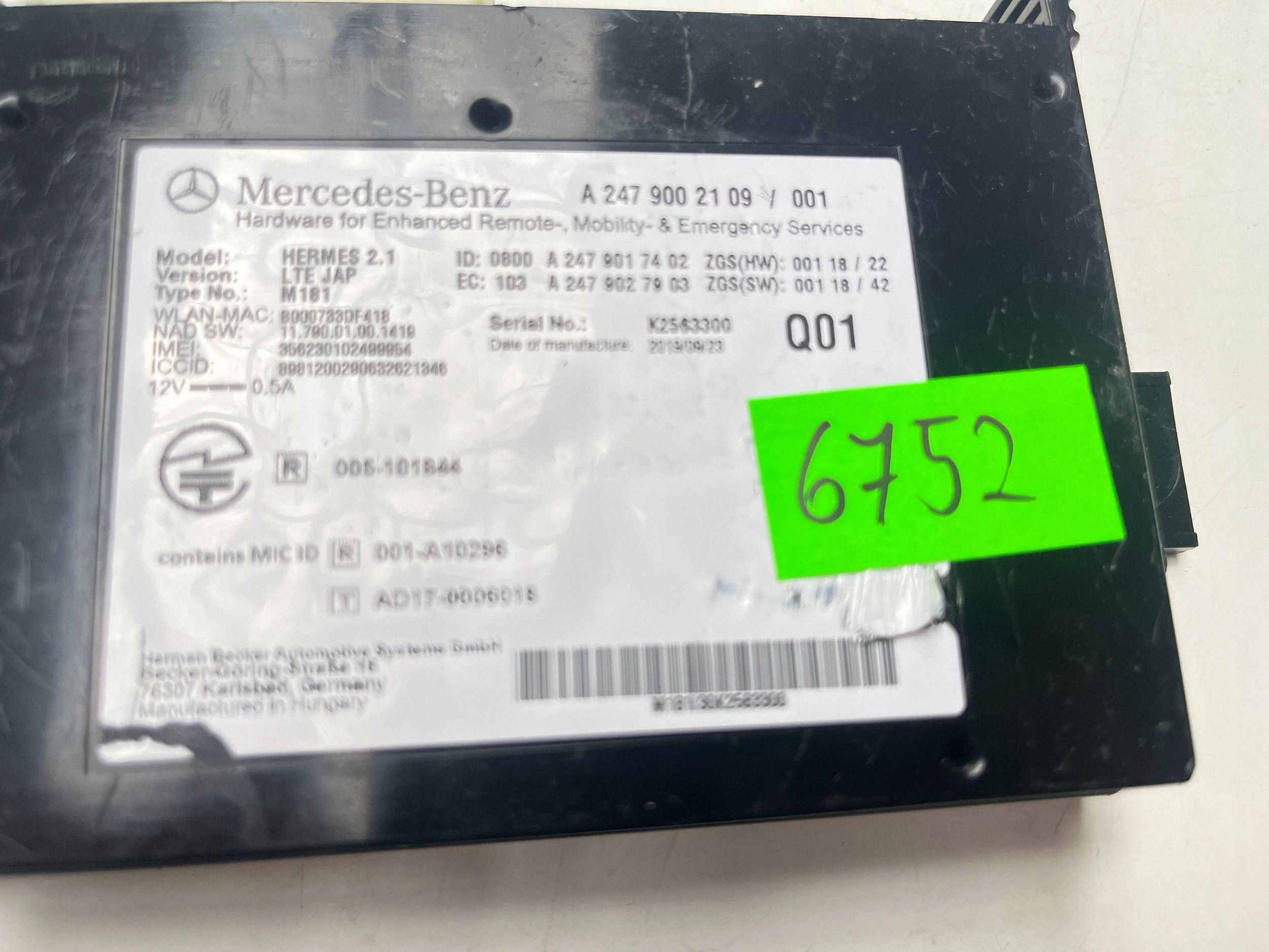 modulo KOMUNIKACJI MERCEDES-BENZ GLA H247 A2479002109