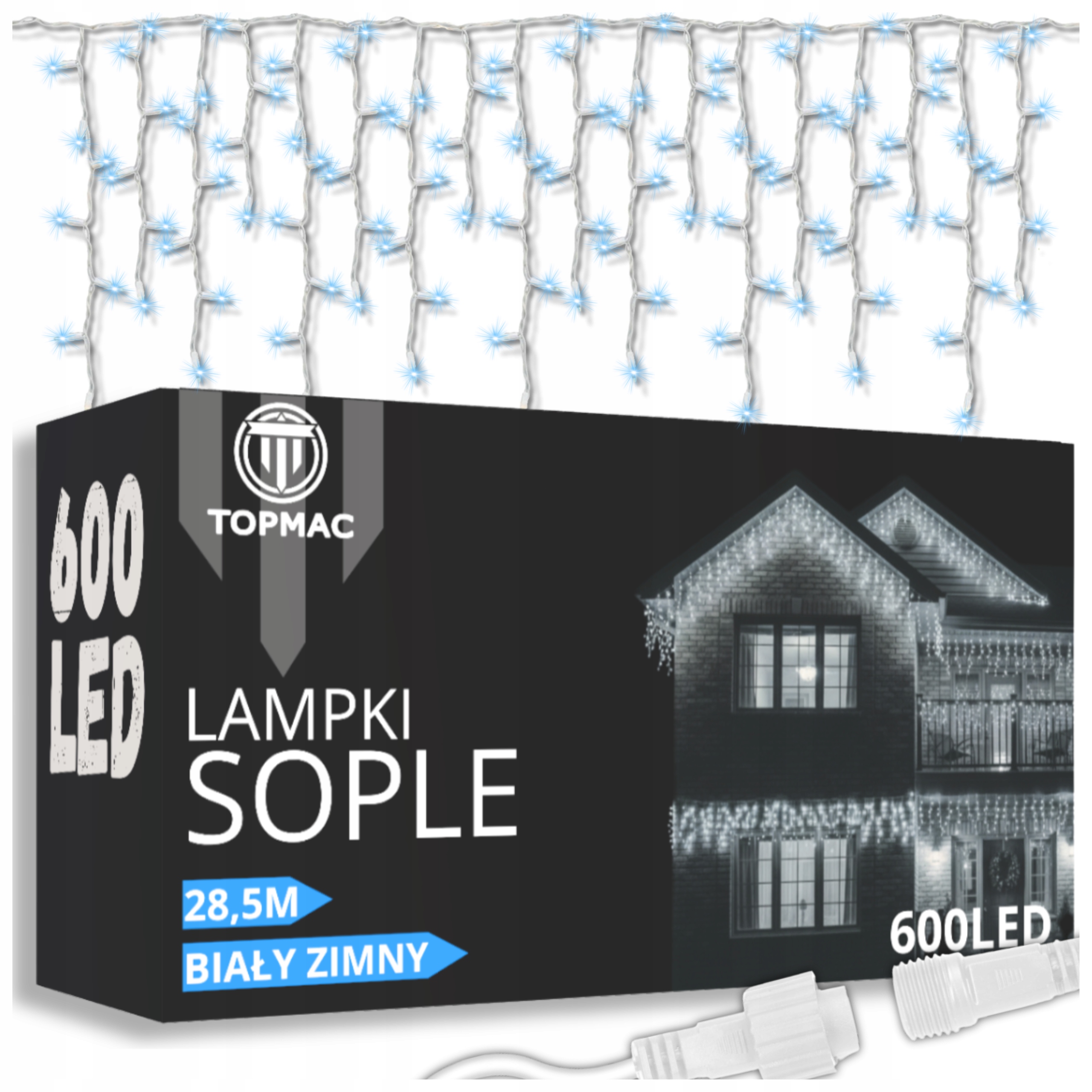 Rampouchy Venkovní Osvětlení 600 Led Světelný Závěs Studená Bílá Svítící Flash