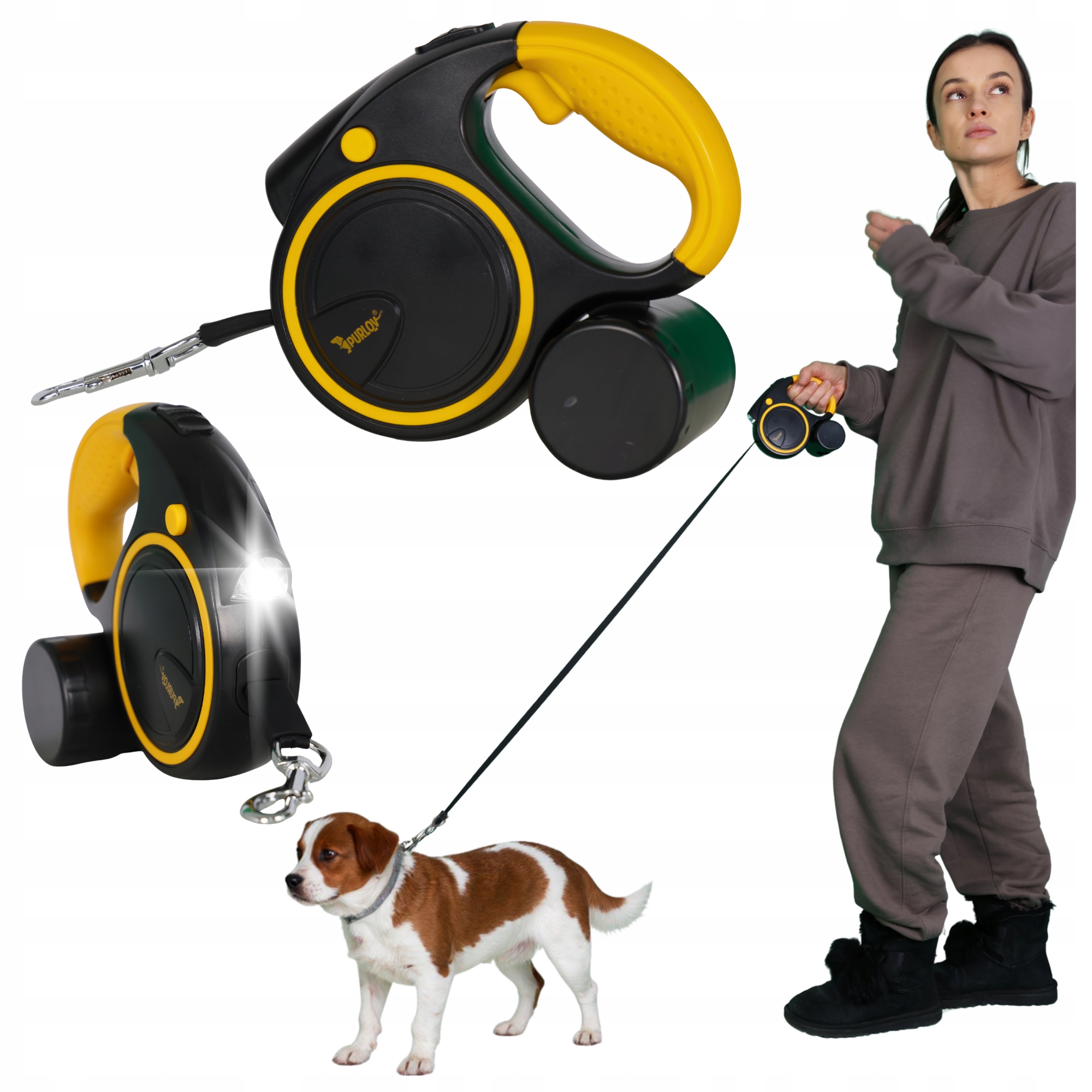 Levně Vodítko Automatické, Dlouhá Páska Pro Velkého Psa S Blokovací Svítilnou 5 M, Pevné, 5 M