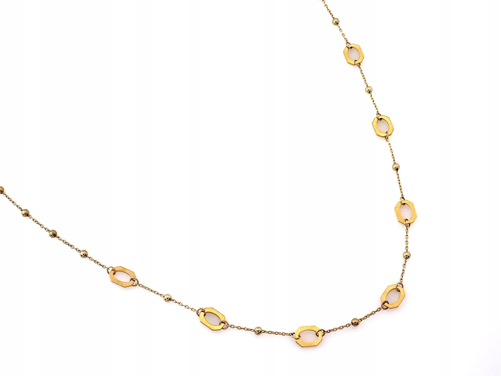 Zlatý náhrdelník 585 s kuličkami a velkými články r45 dárek