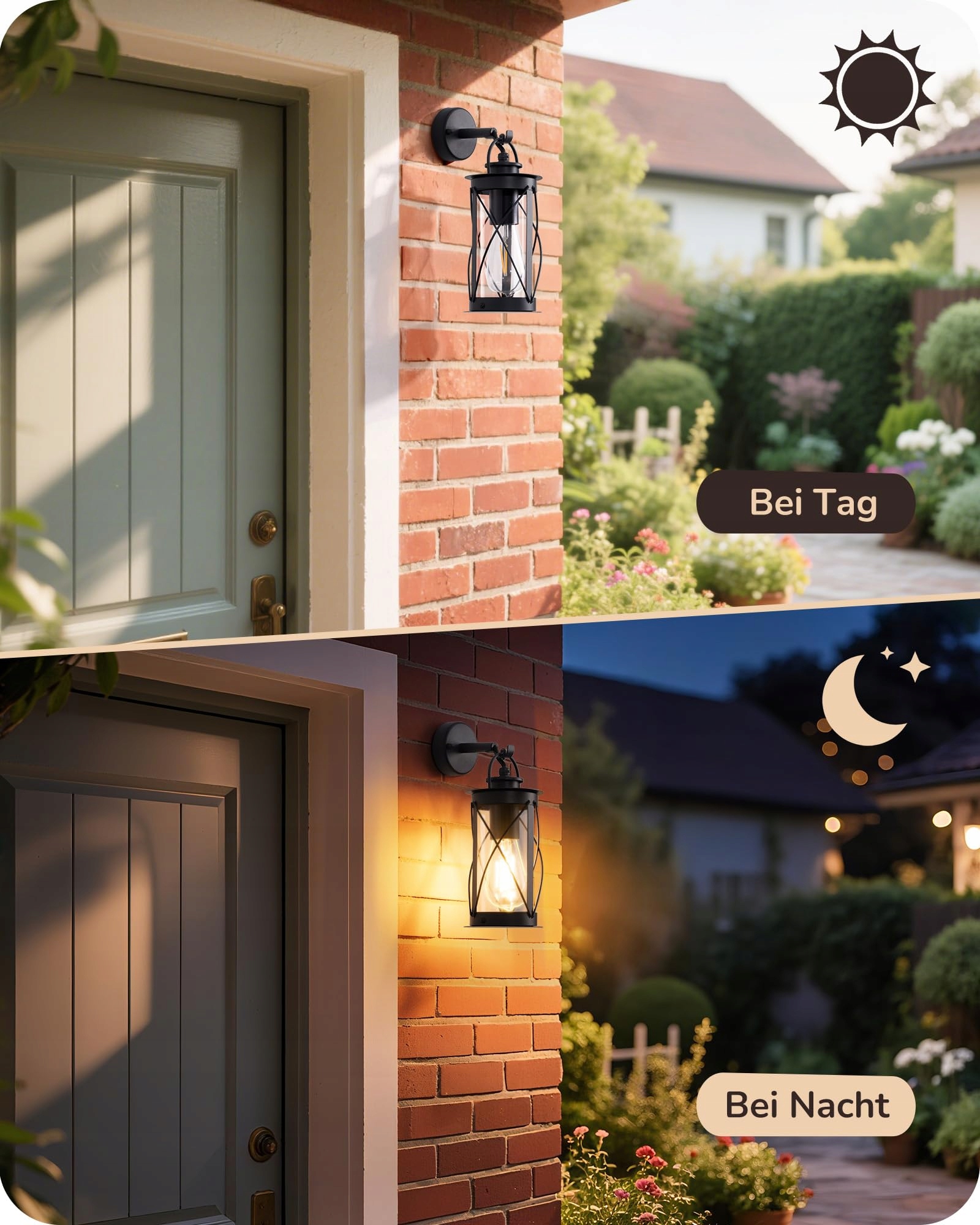 Lampa Ścienna Retro Zewnętrzna Wewnętrzna Czarna E27 IP44 EDISHINE — miniatura 3