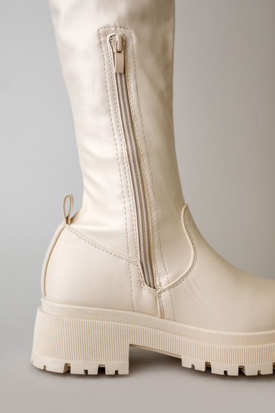 KOZAKI muszkieterki WORKERY za kolano PŁASKIE (40) Kolor biały