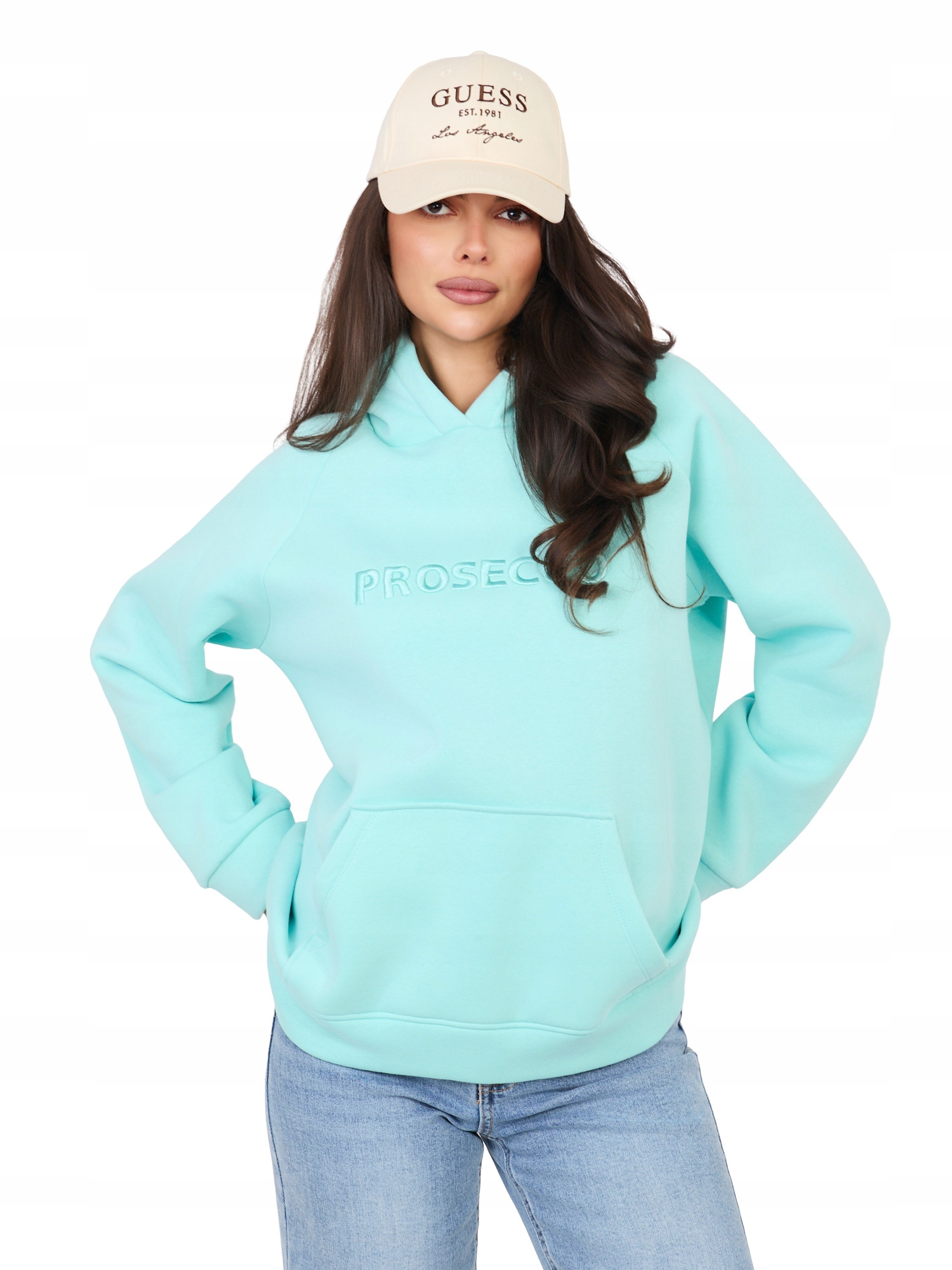 Bluza Kangurka Damska Bawełniana z Kapturem Napisem