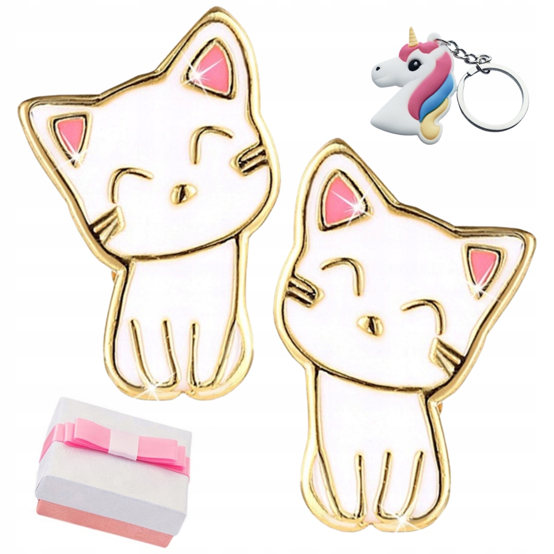 ZŁOTE KOLCZYKI DLA DZIEWCZYNKI DZIECI KOTKI WKRĘTKI SREBRO POZŁACANE