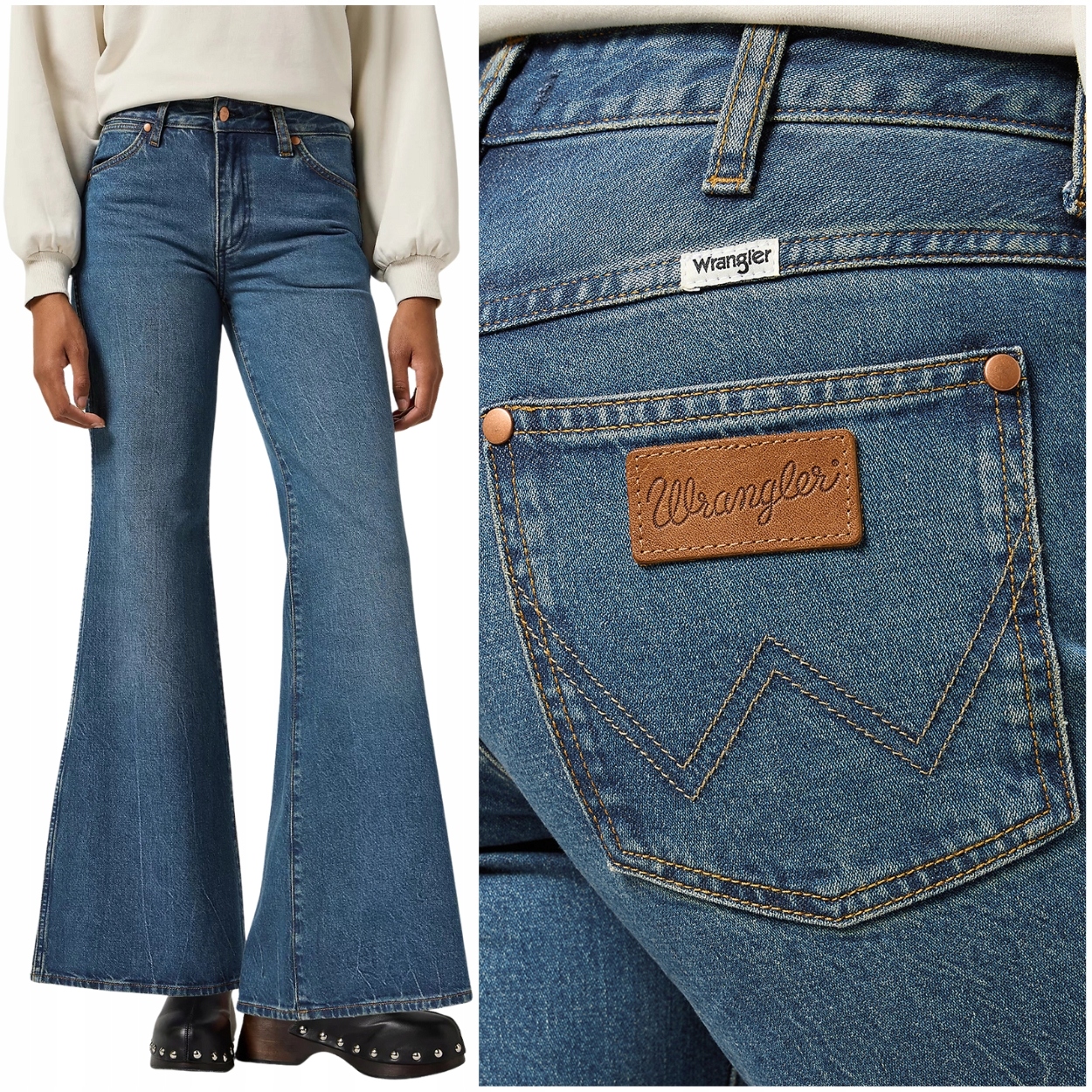 Wrangler Wanderer flare Rust Tint dámské džínové kalhoty s zvony W30 L32