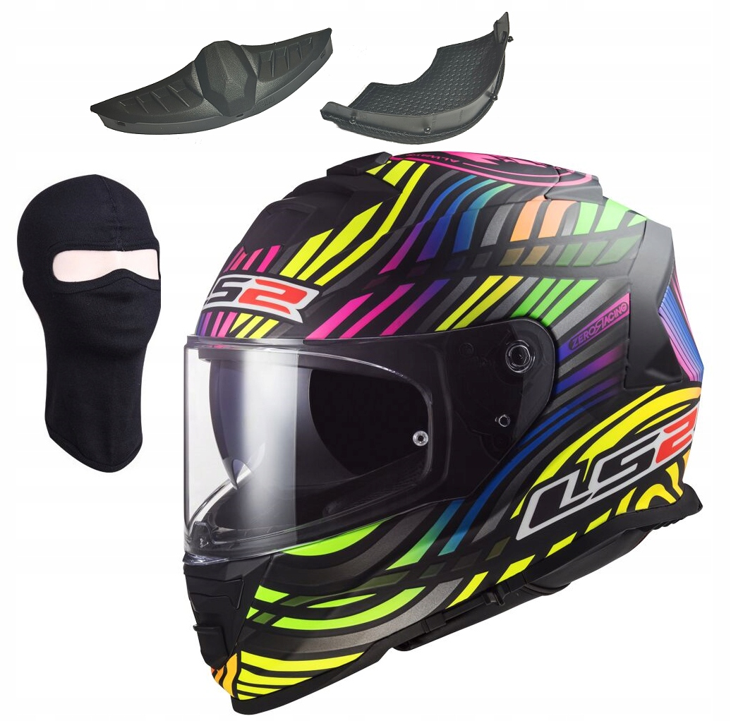 LS2 FF800 Storm II Power Matt Black Rainbow dámska športová prilba s blendou Xs