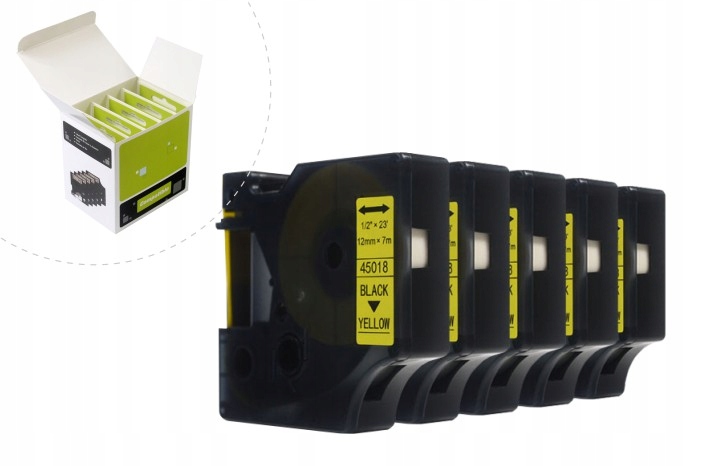 Náhradní páska JetWorld Dymo D1 černá na žlutém 12 mm x 7 m (5ks) LM100,