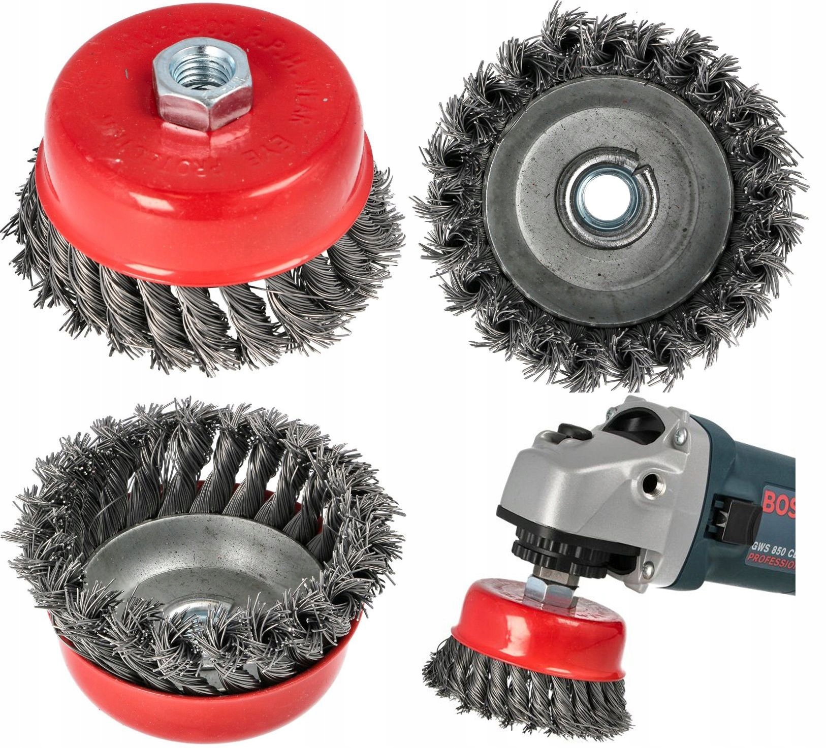 Szczotka druciana do szlifierki 100MM M14 DOCZOŁOWA DRUT SKRĘCANY SPLATANA