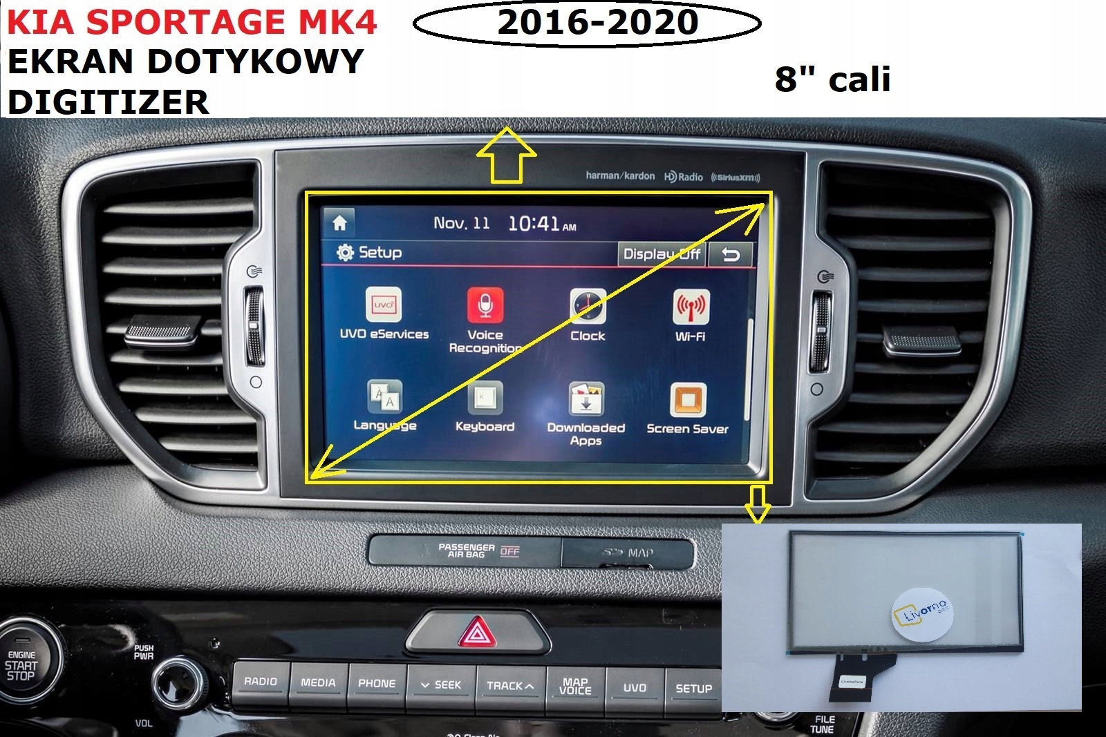 Kia Sportage 2016-2020 dotykový displej ditigizer dotyk 8 palcov na LCD