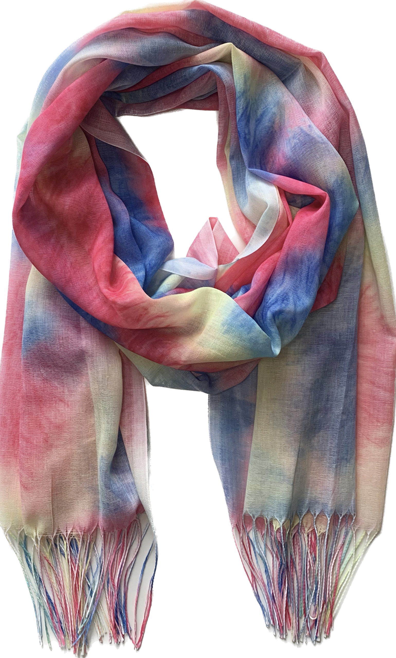 SZALIK CIENKI APASZKA CHUSTA ELEGANCKI OMBRE RÓŻ