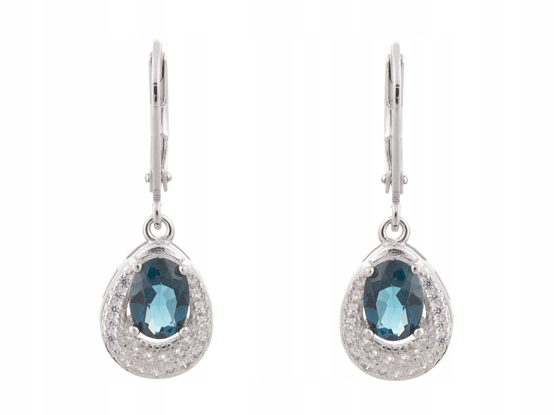 Stříbrné Závěsné Náušnice Rhodiované London Topaz Přírodní
